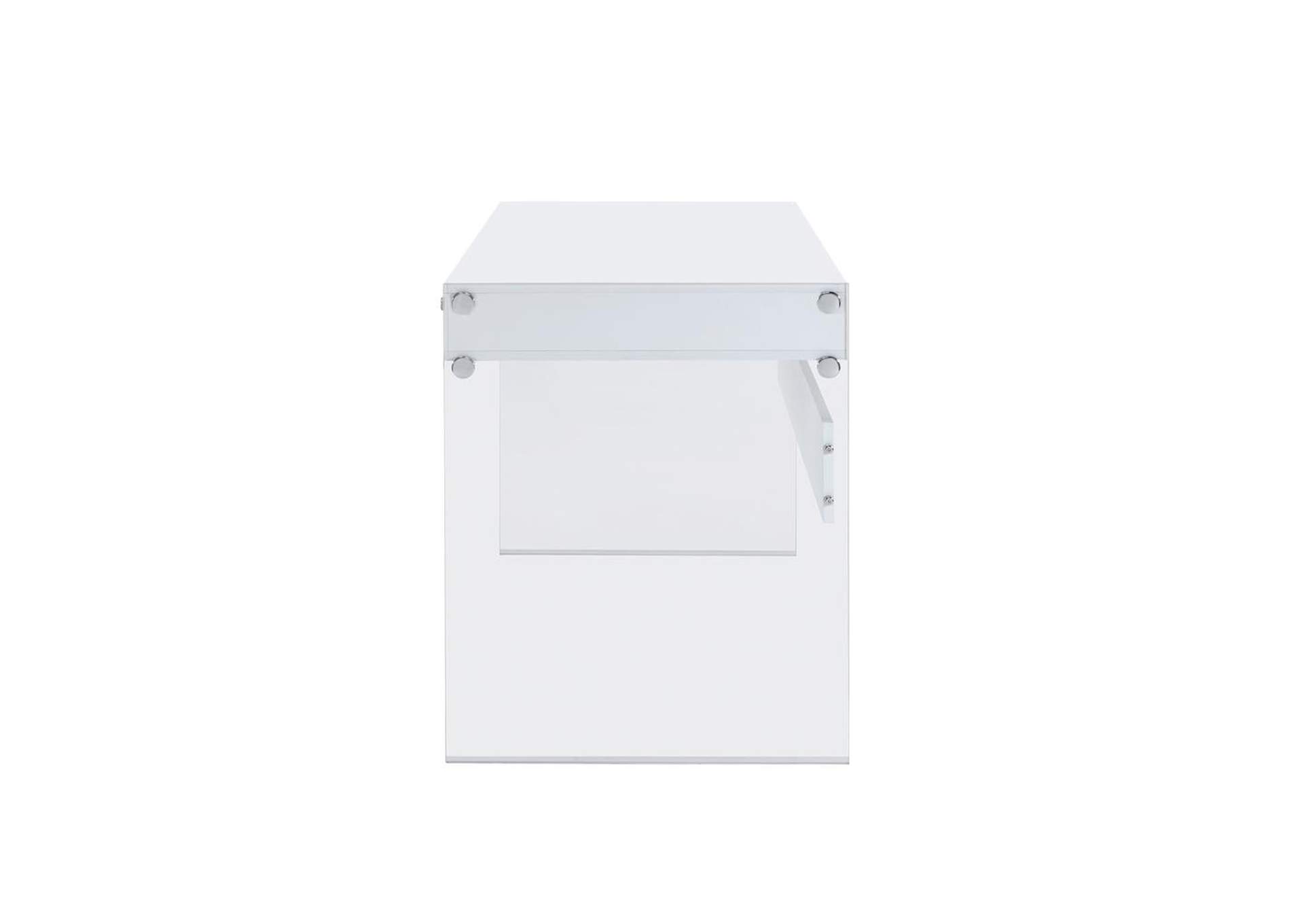 Dobrev 2-drawer Writing Desk Glossy White and Clear,Coaster Furniture