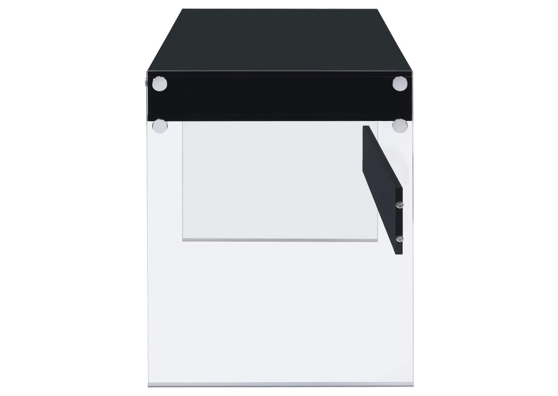 Dobrev 2-Drawer Writing Desk Glossy Black And Clear,Coaster Furniture