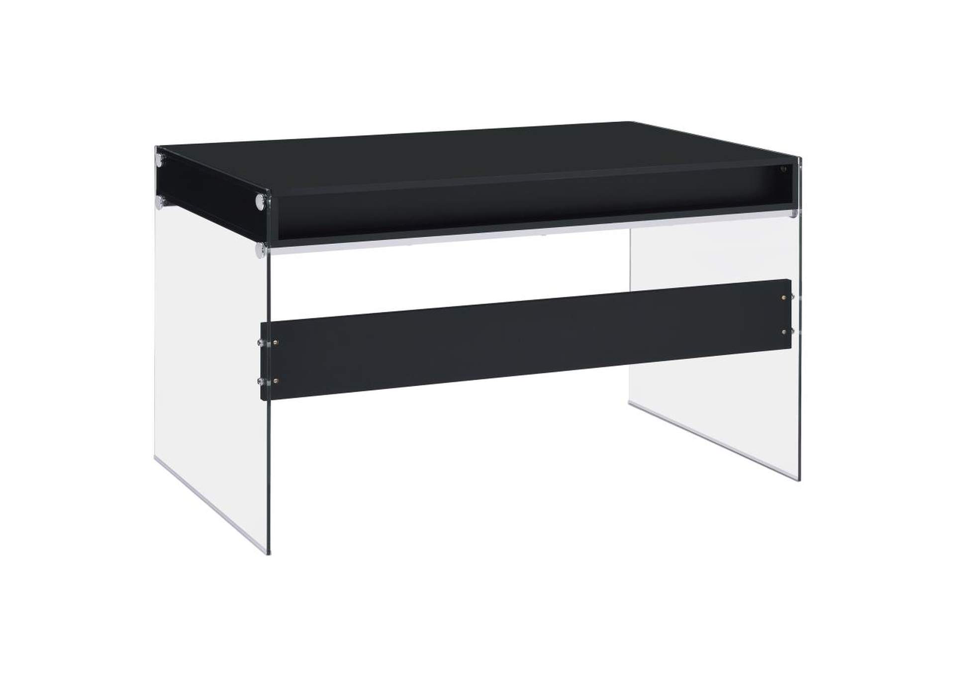 Dobrev 2-Drawer Writing Desk Glossy Black And Clear,Coaster Furniture