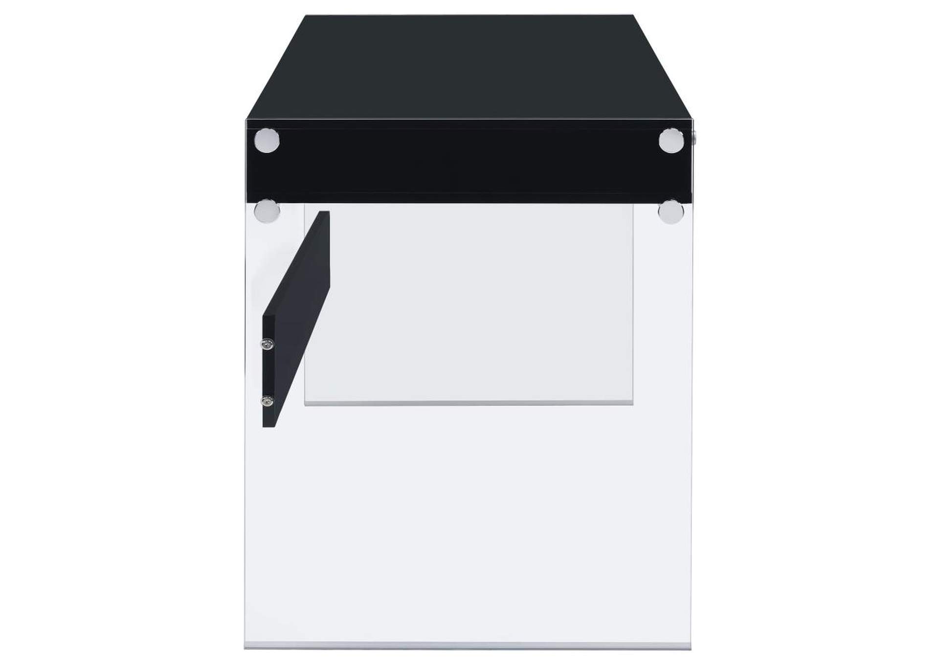 Dobrev 2 - drawer Writing Desk Glossy Black and Clear,Coaster Furniture