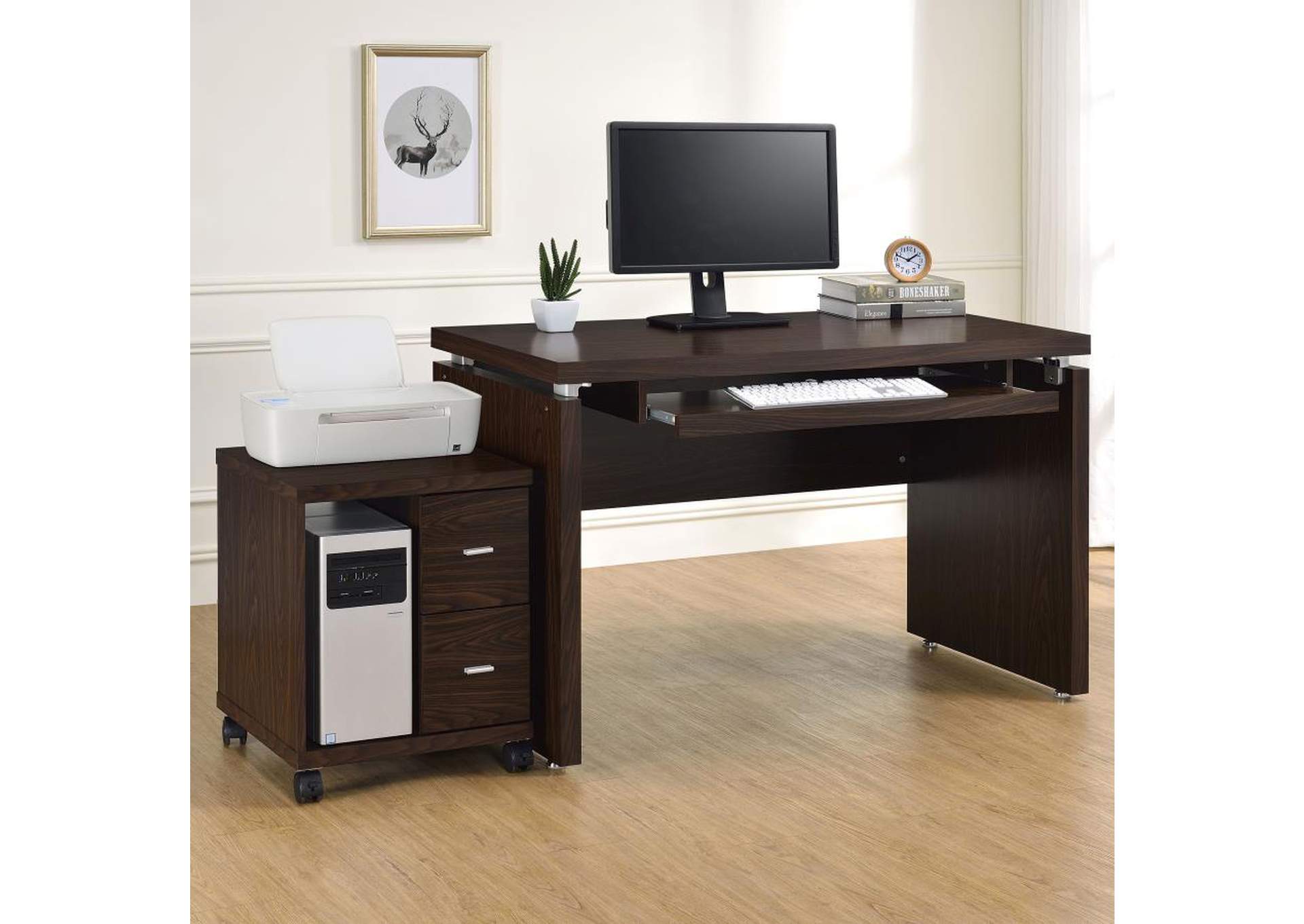 Russell Computer Desk with Keyboard Tray Medium Oak,Coaster Furniture