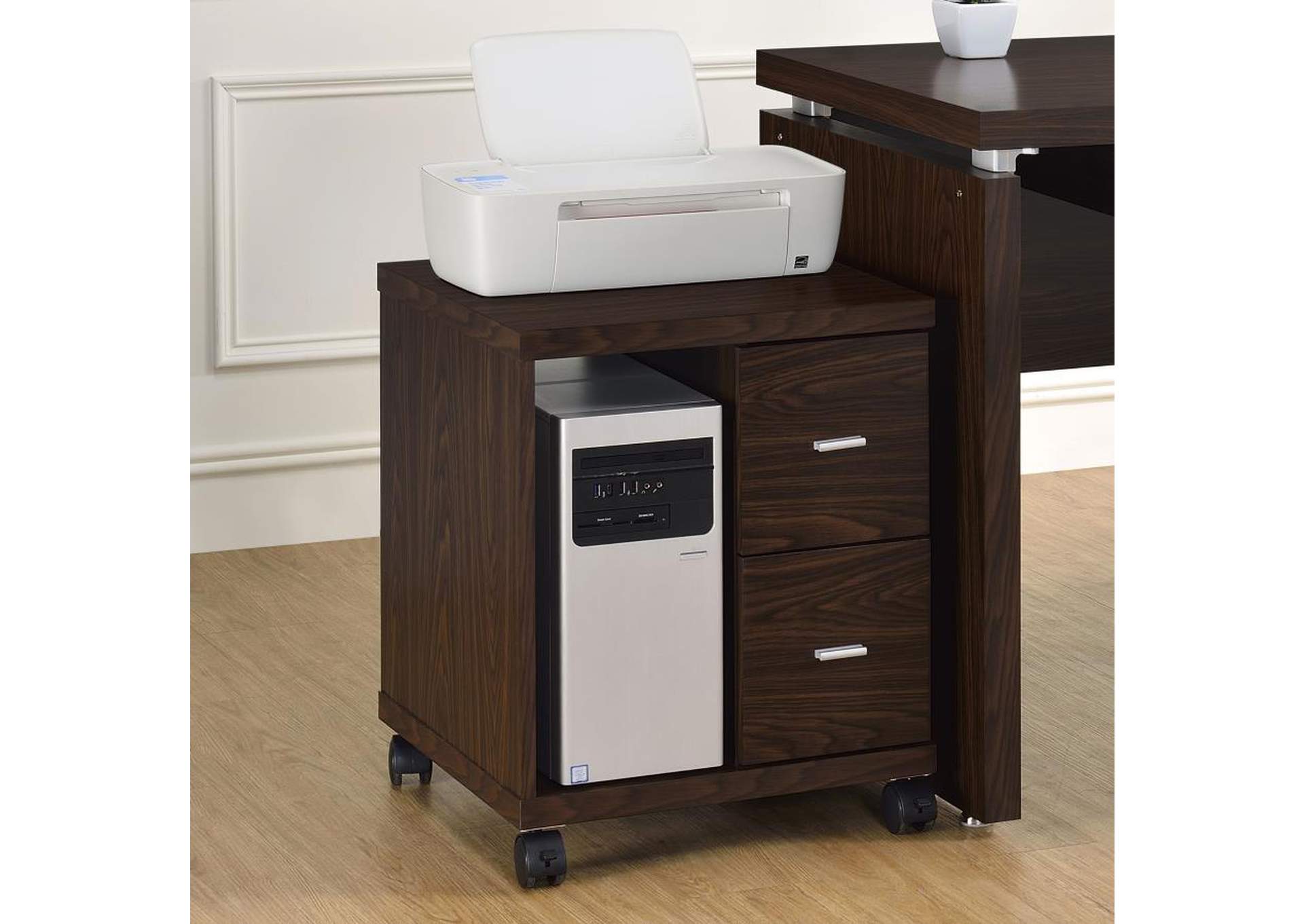 Russell 2-drawer CPU Stand Medium Oak,Coaster Furniture