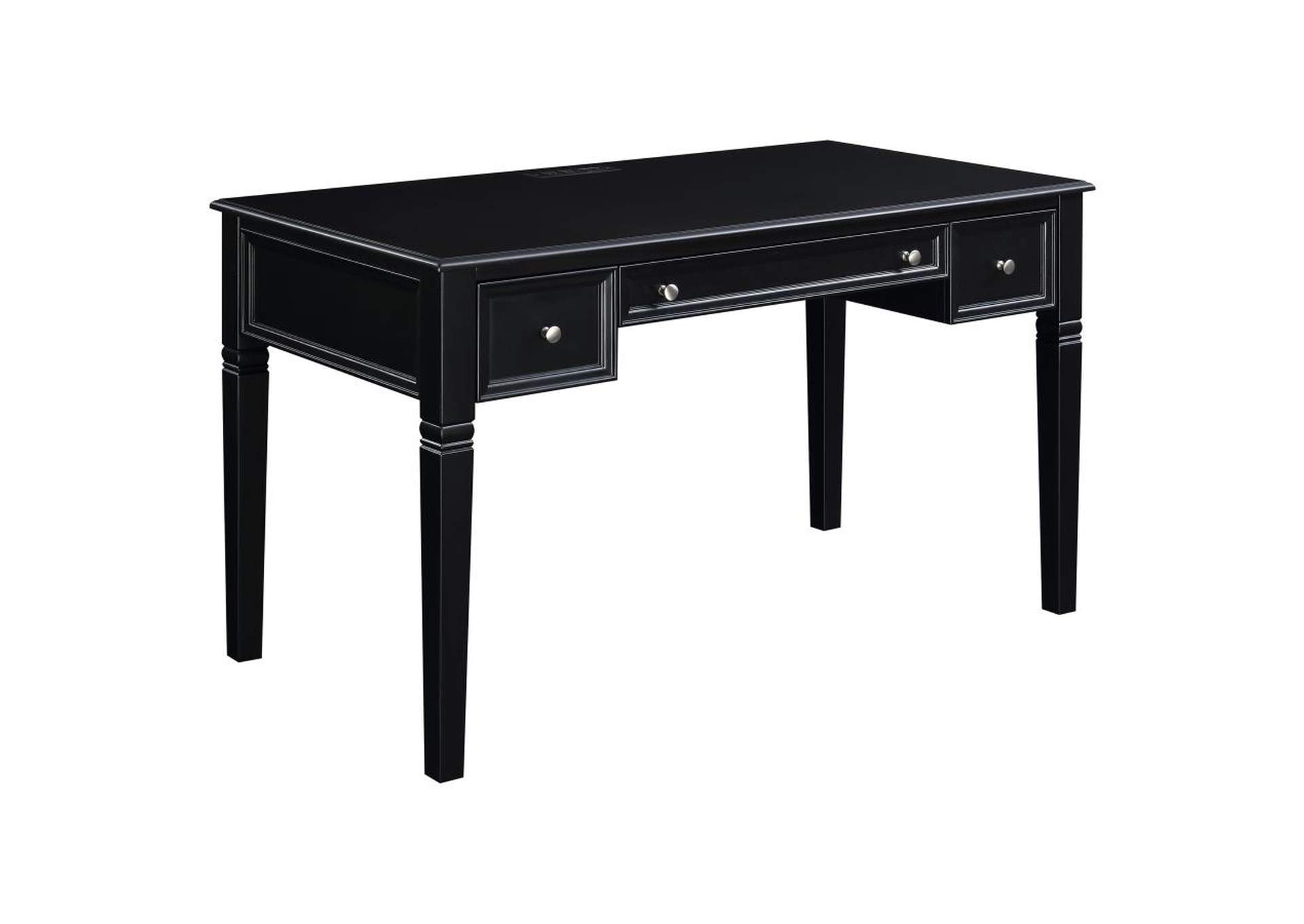 Constance Writing Desk With Power Outlet Black,Coaster Furniture