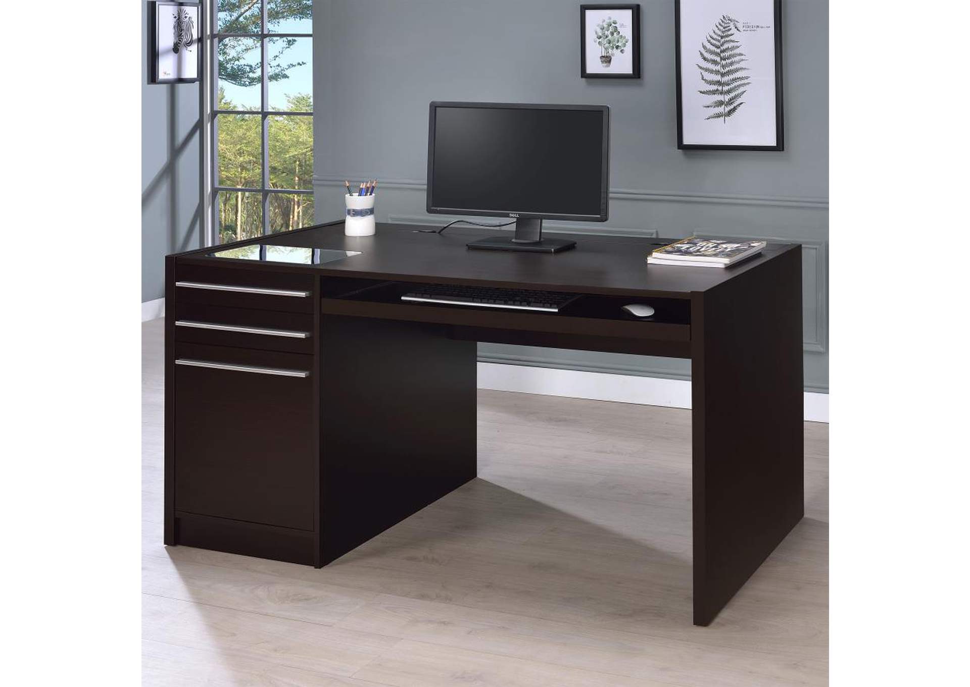 Halston 3-drawer Connect-it Office Desk Cappuccino,Coaster Furniture