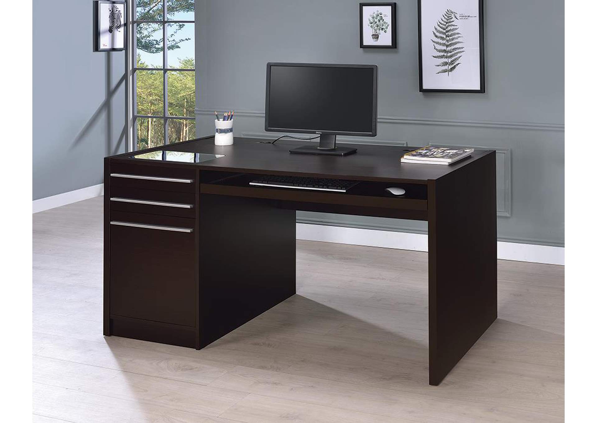 Halston 3-drawer Connect-it Office Desk Cappuccino,Coaster Furniture