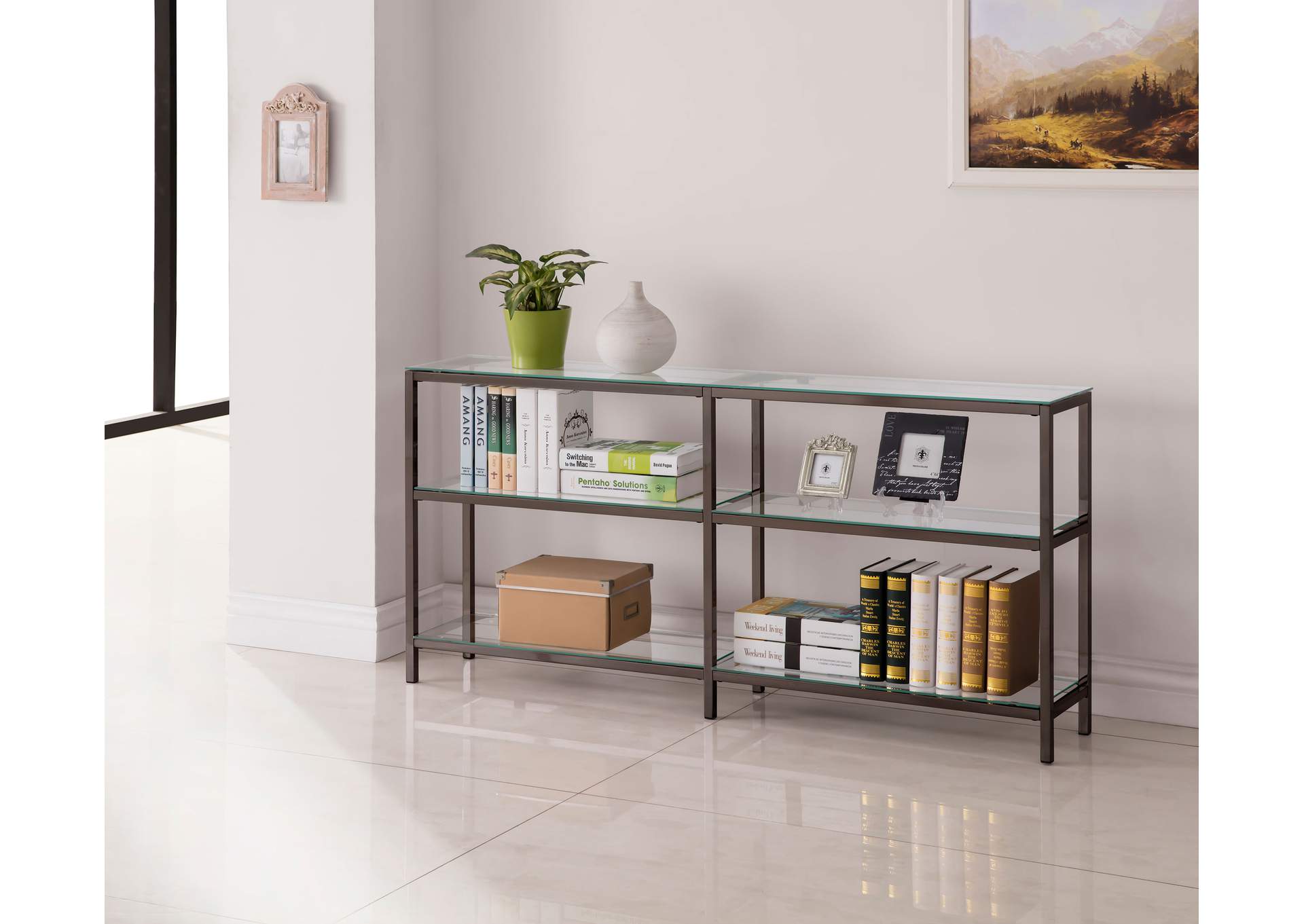 Kate 2-tier Bookcase Black Nickel,Coaster Furniture