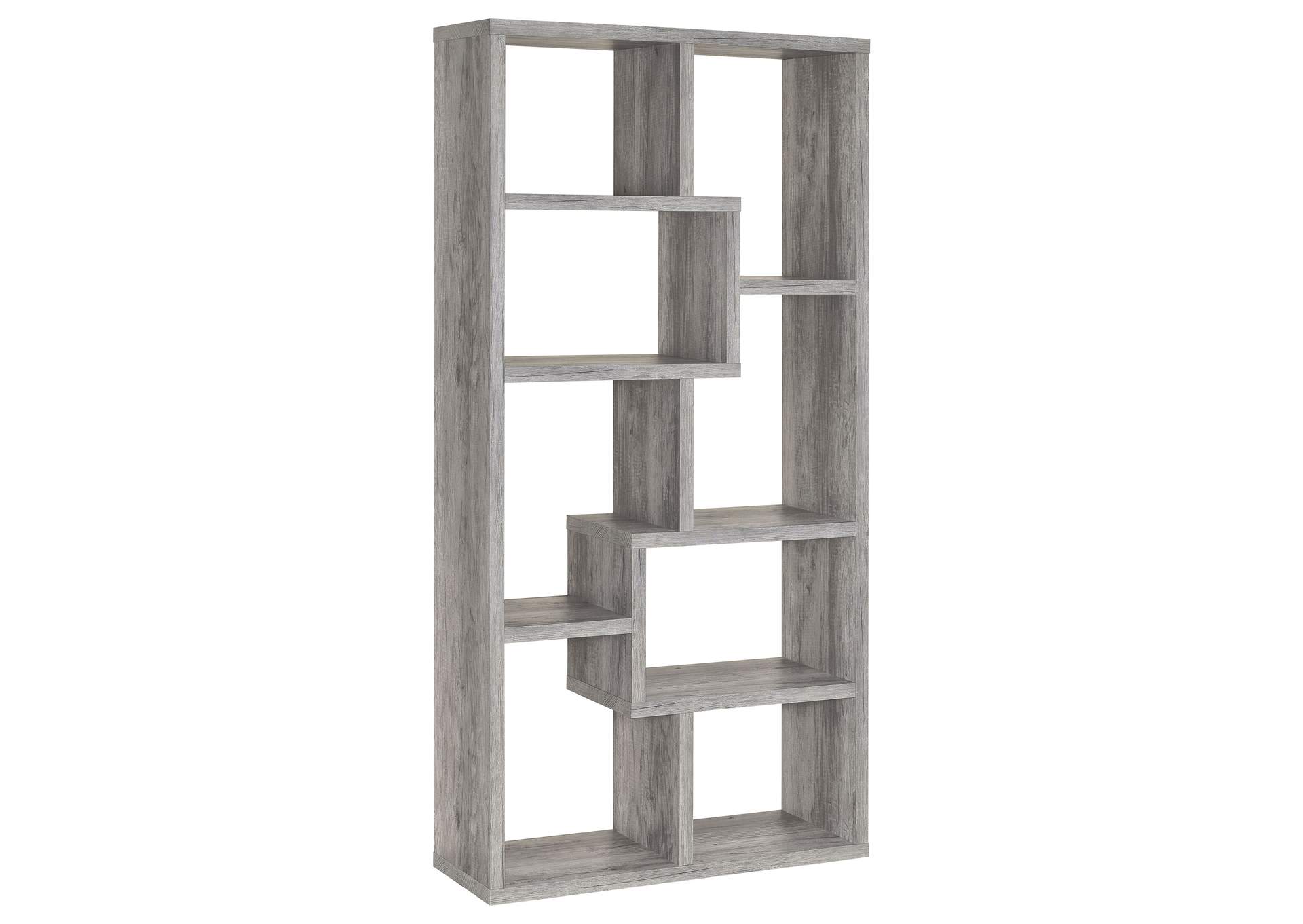 Theo 10-shelf Bookcase Grey Driftwood,Coaster Furniture