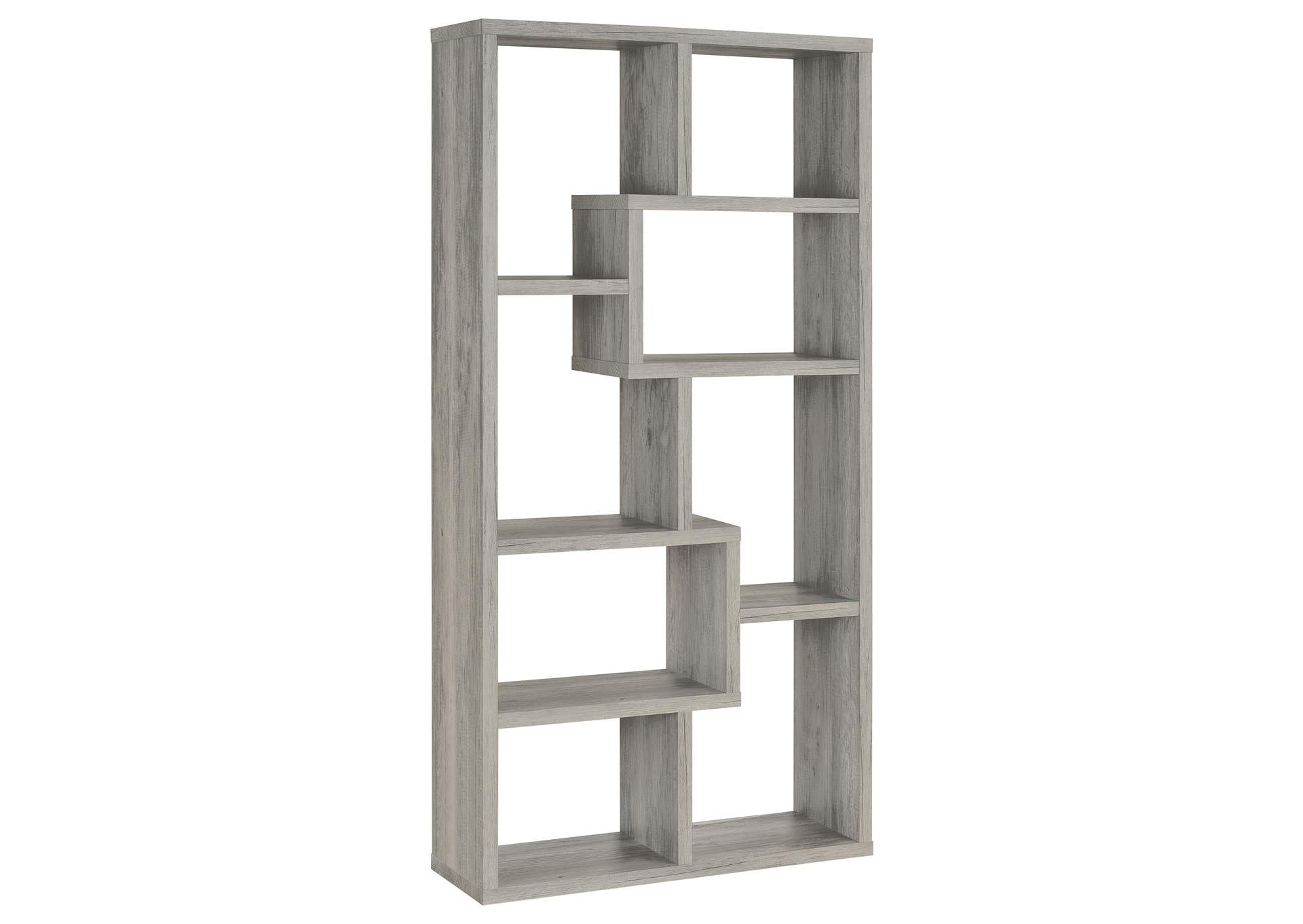 Theo 10-shelf Bookcase Grey Driftwood,Coaster Furniture