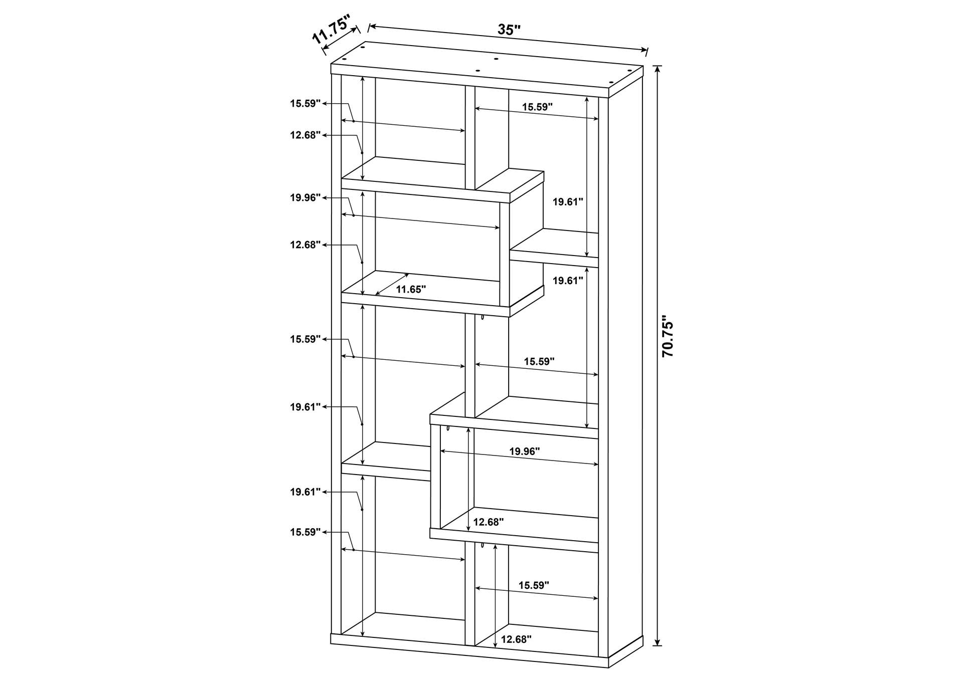 Theo 10-shelf Bookcase Grey Driftwood,Coaster Furniture