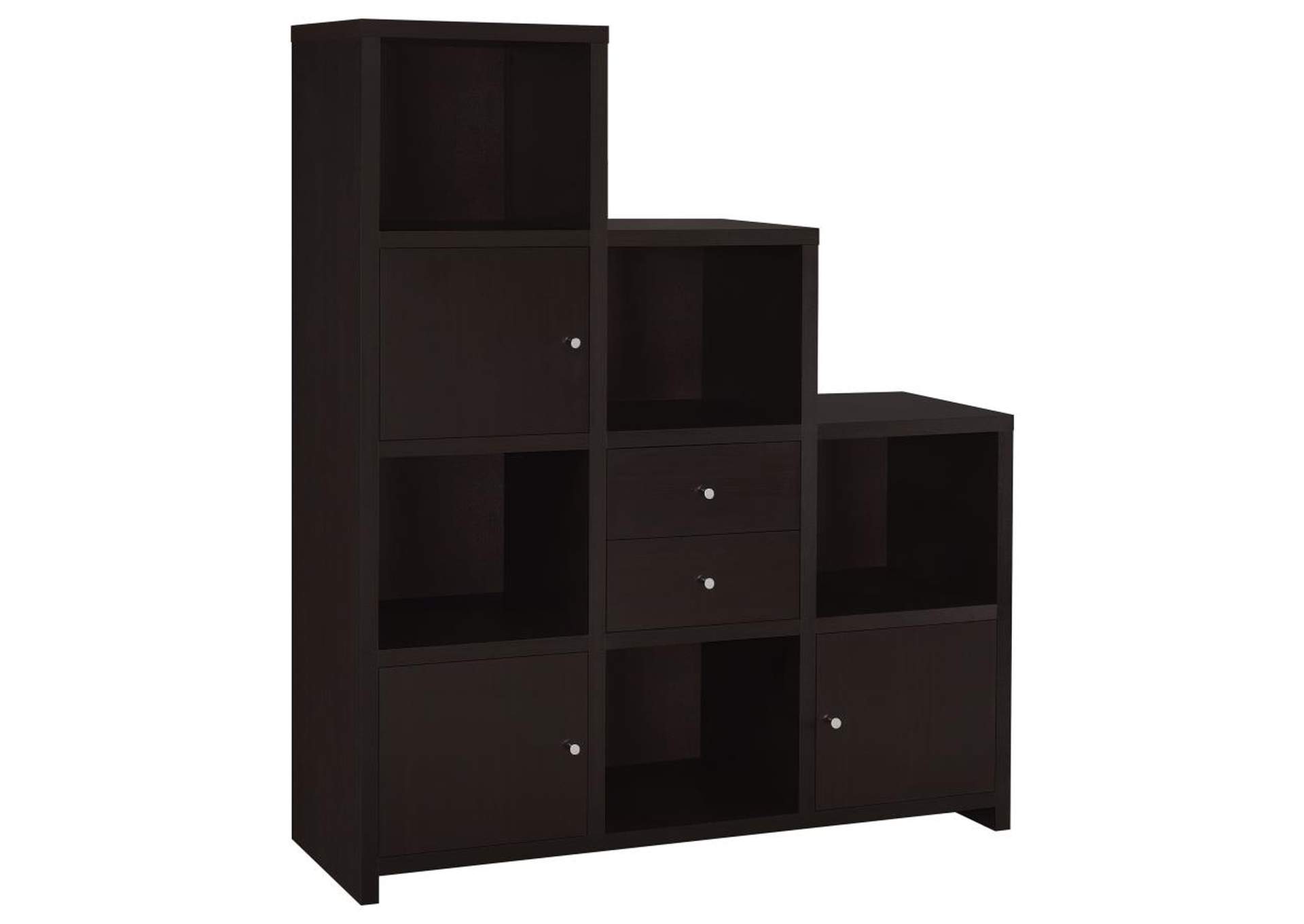 Spencer Bookcase with Cube Storage Compartments Cappuccino,Coaster Furniture