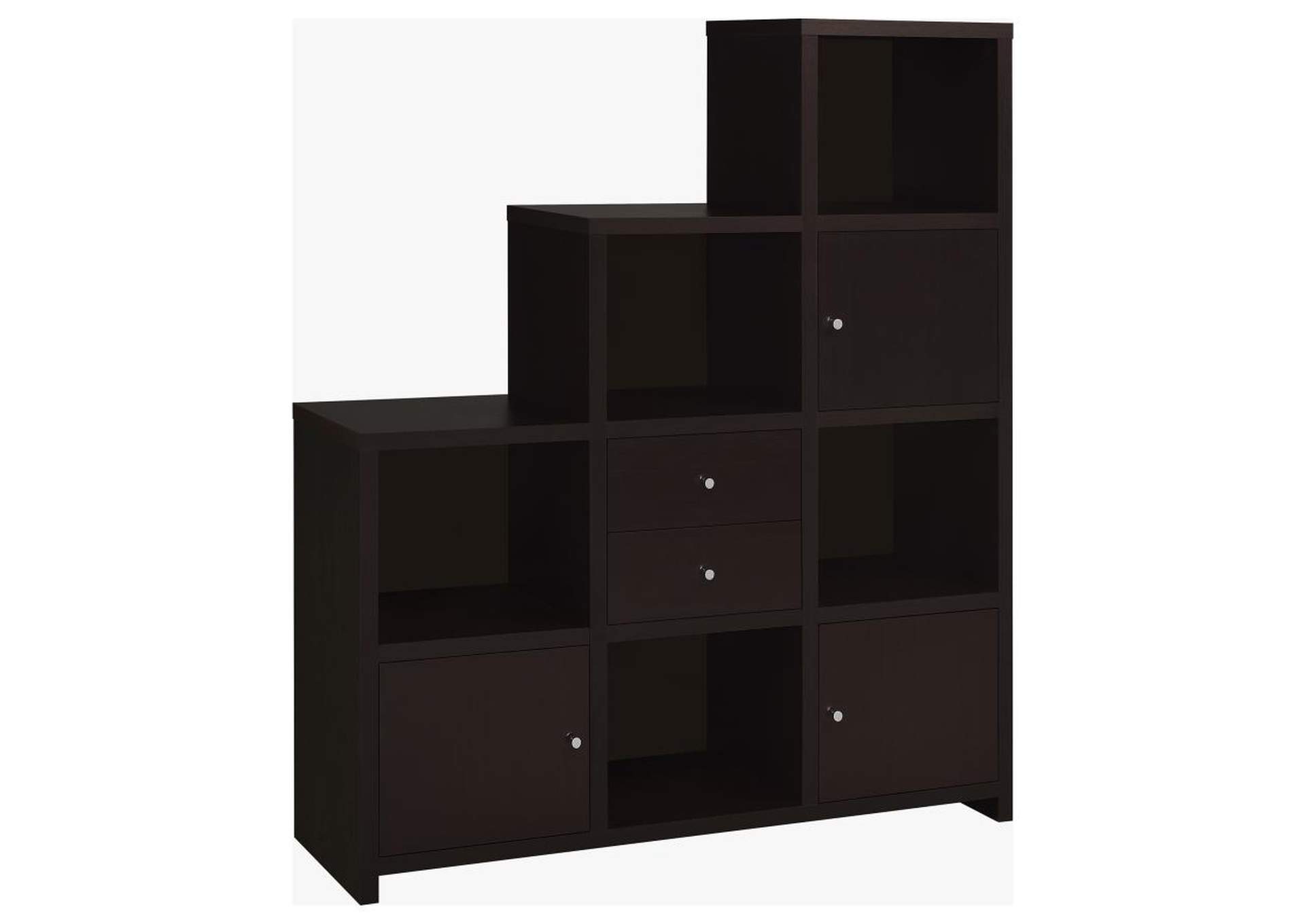 Spencer Bookcase With Cube Storage Compartments Cappuccino,Coaster Furniture