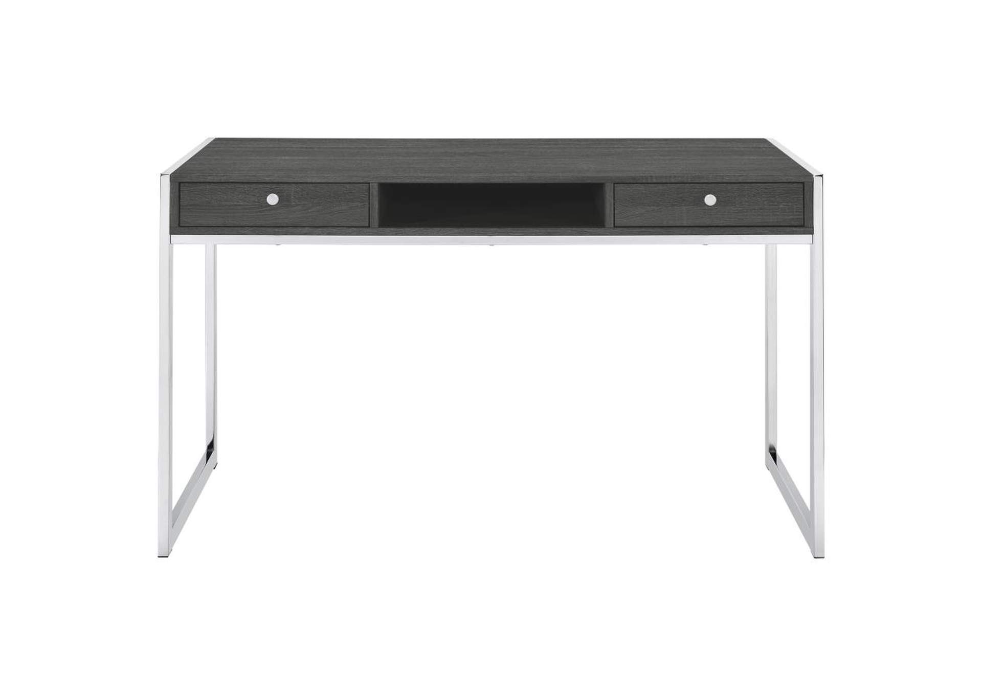 Wallice 2 - drawer Writing Desk Weathered Grey and Chrome,Coaster Furniture