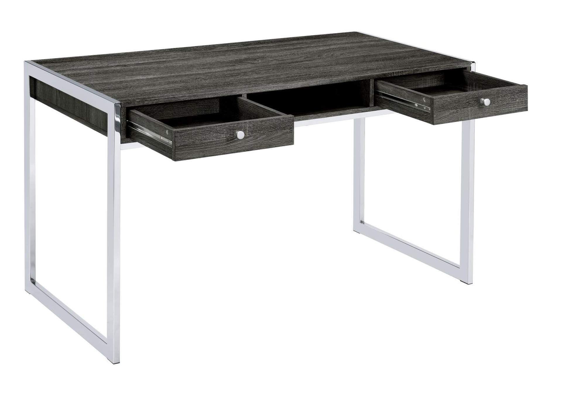 Wallice 2-drawer Writing Desk Weathered Grey and Chrome,Coaster Furniture