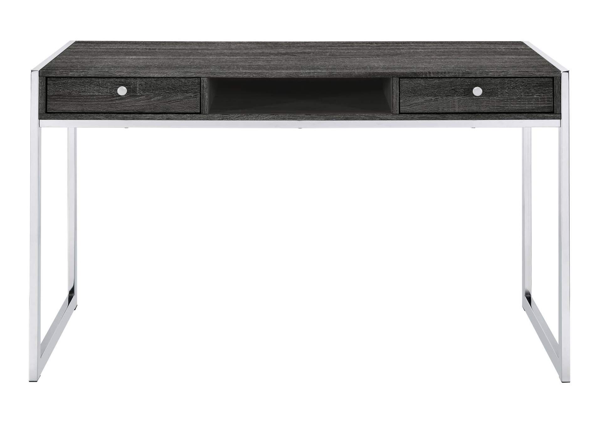 Wallice 2-drawer Writing Desk Weathered Grey and Chrome,Coaster Furniture