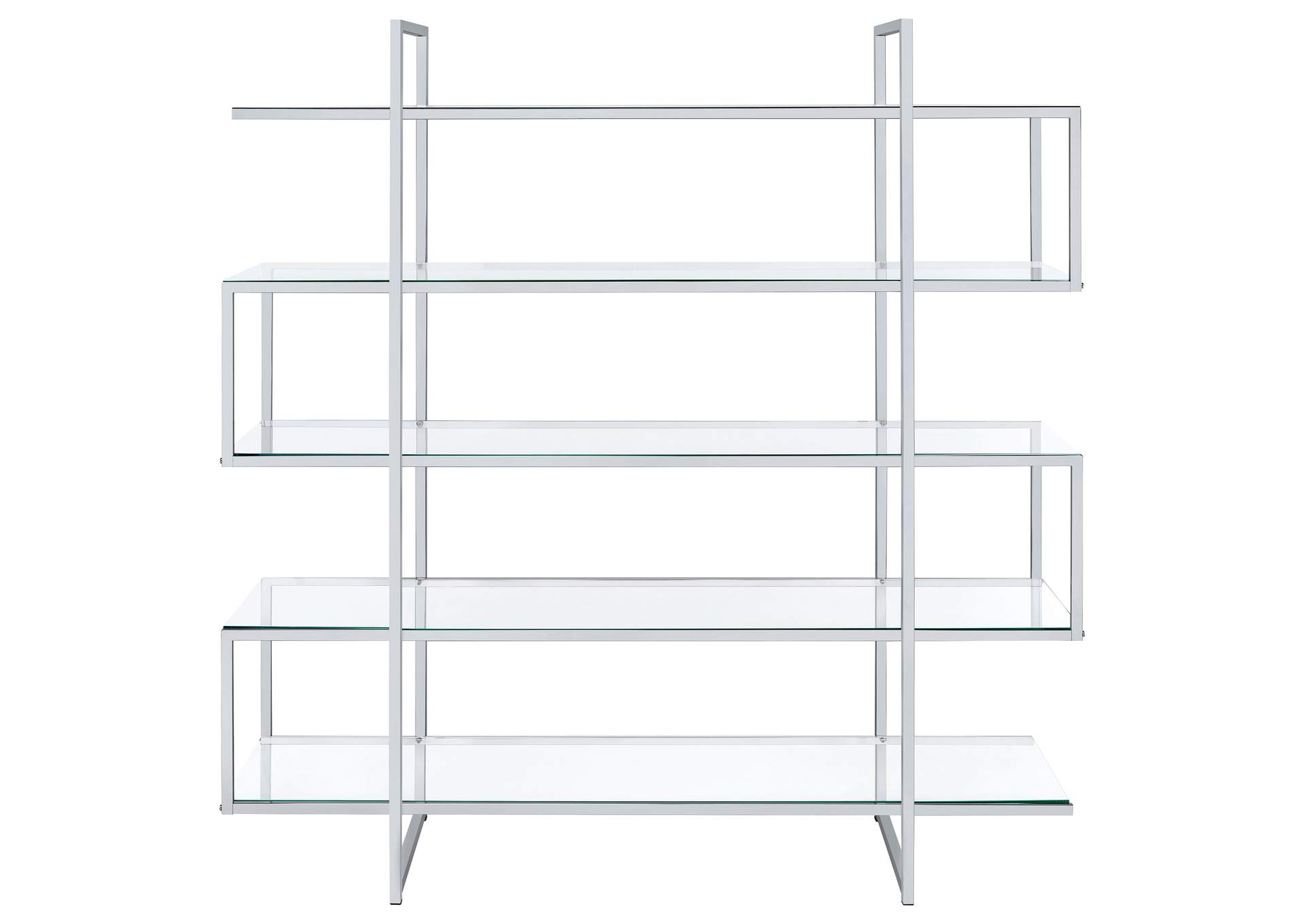 5-shelf Bookcase Chrome and Clear,Coaster Furniture