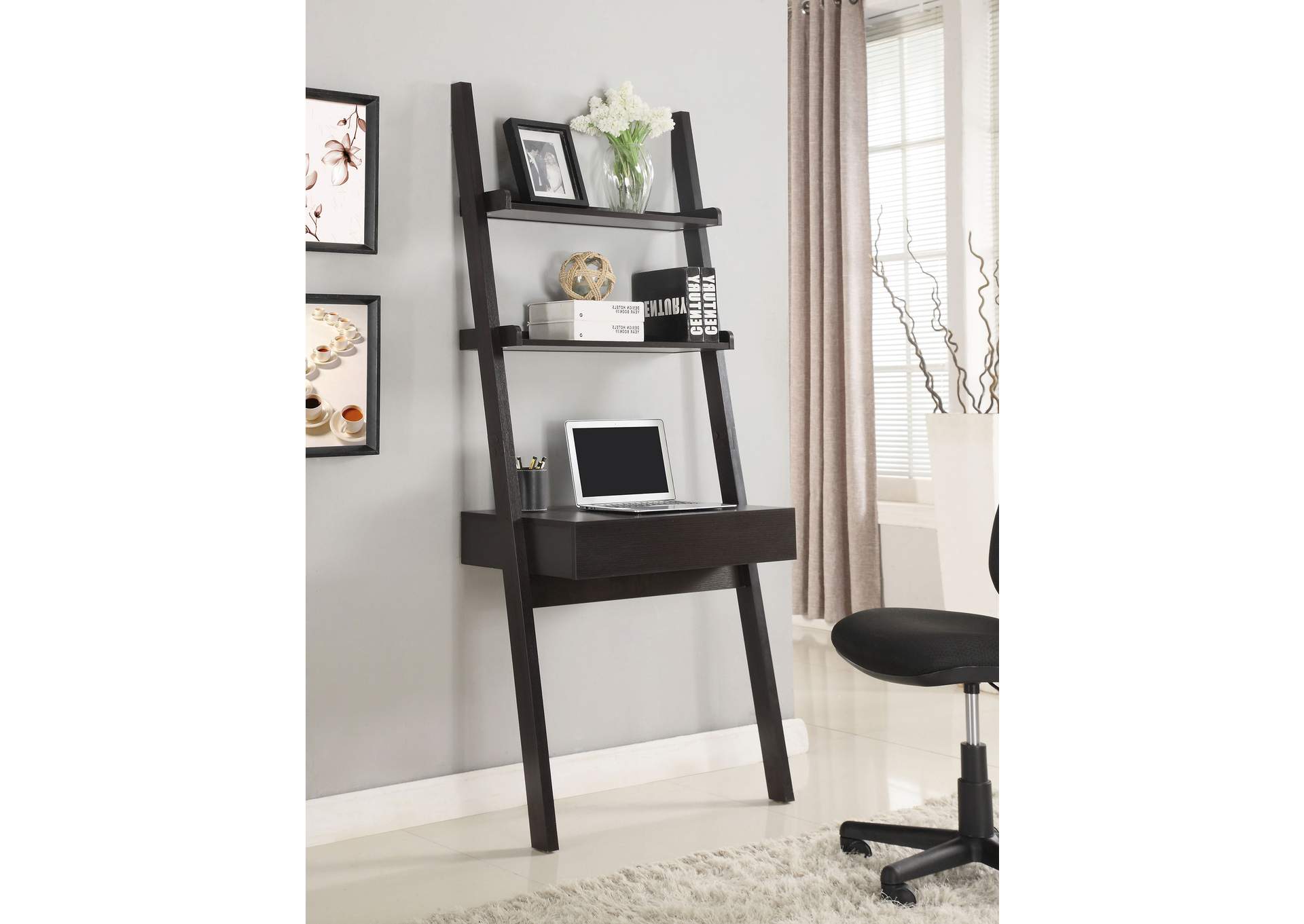 Colella 2-shelf Writing Ladder Desk Cappuccino,Coaster Furniture