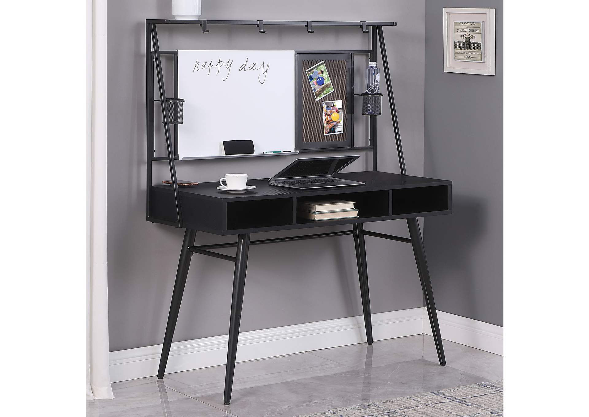 Jessie Writing Desk with USB Ports Black and Gunmetal,Coaster Furniture