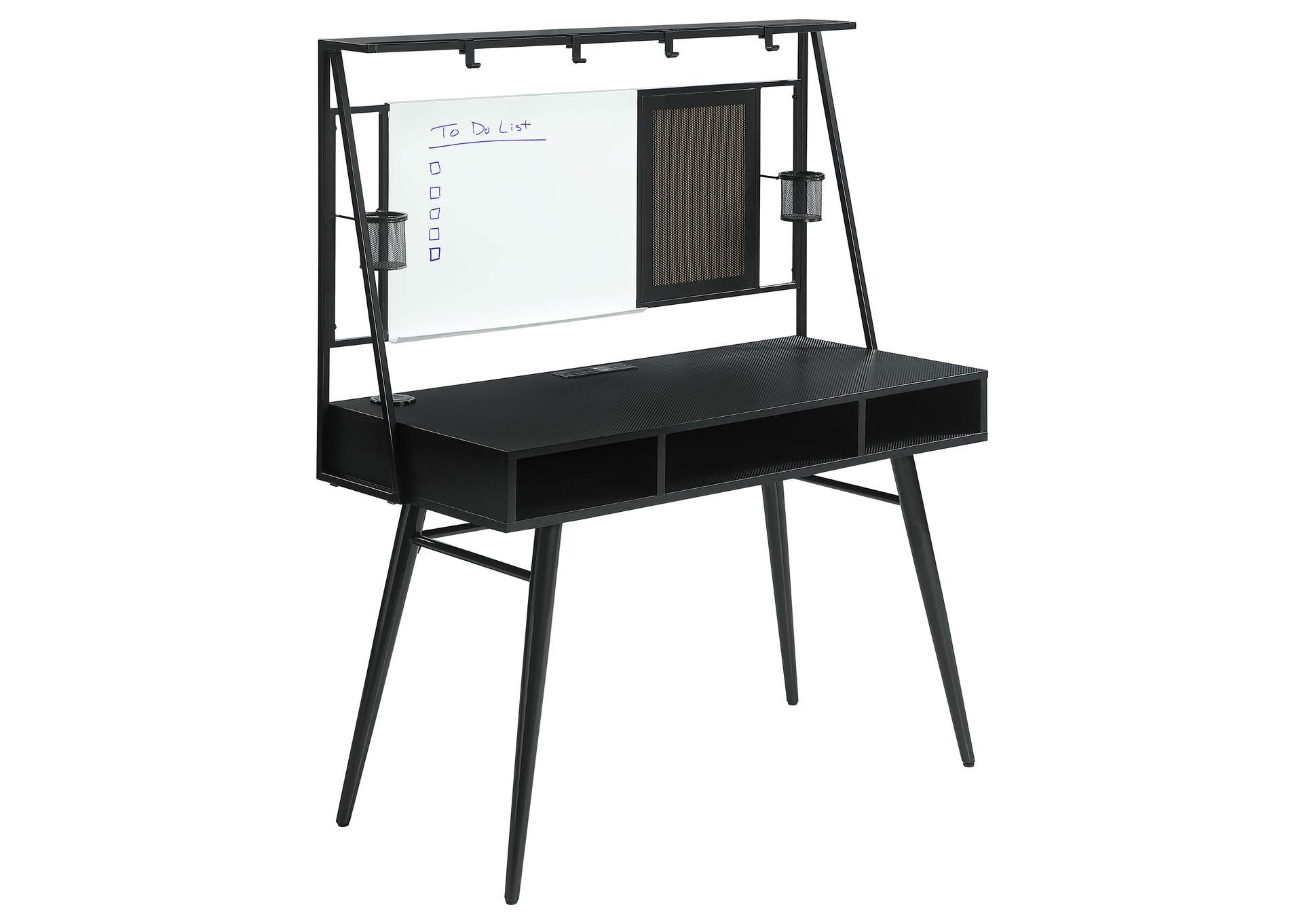 Jessie Writing Desk with USB Ports Black and Gunmetal,Coaster Furniture