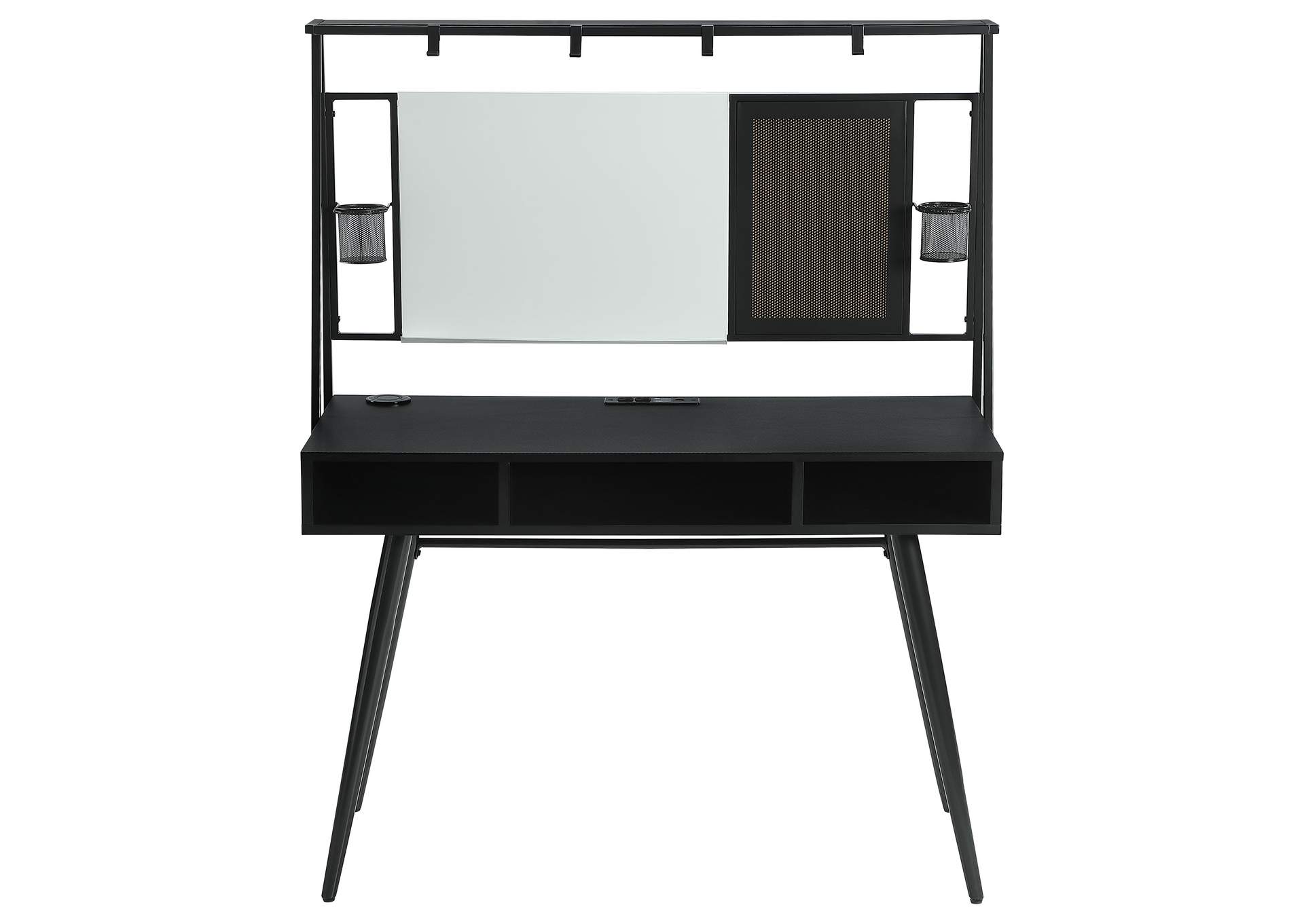 Jessie Writing Desk with USB Ports Black and Gunmetal,Coaster Furniture