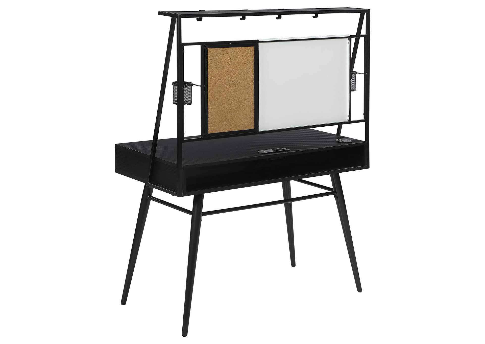 Jessie Writing Desk with USB Ports Black and Gunmetal,Coaster Furniture