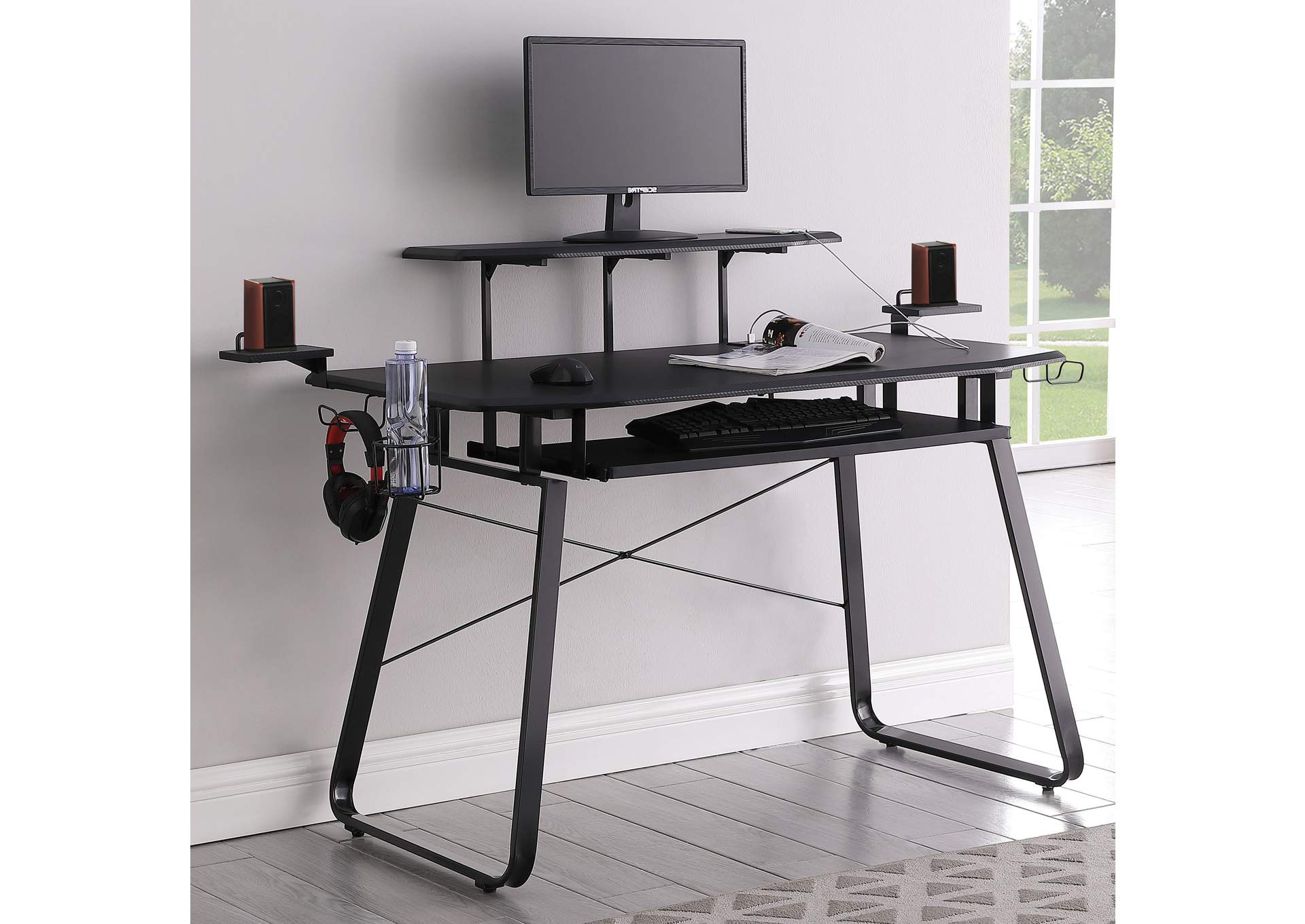 Alfie Gaming Desk with USB Ports Gunmetal,Coaster Furniture