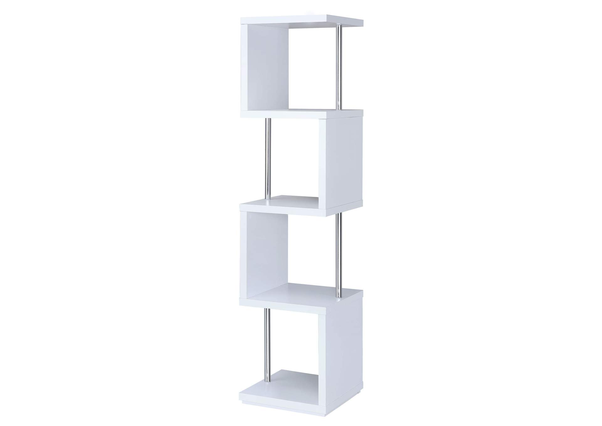Baxter 4-shelf Bookcase White and Chrome,Coaster Furniture
