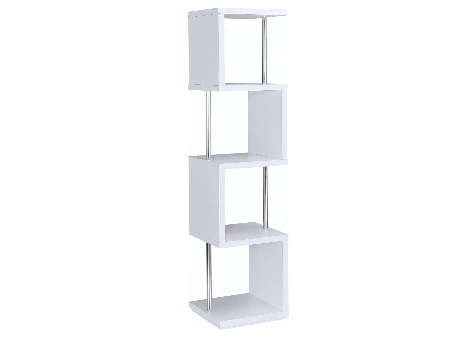 Baxter 4-shelf Bookcase White and Chrome,Coaster Furniture