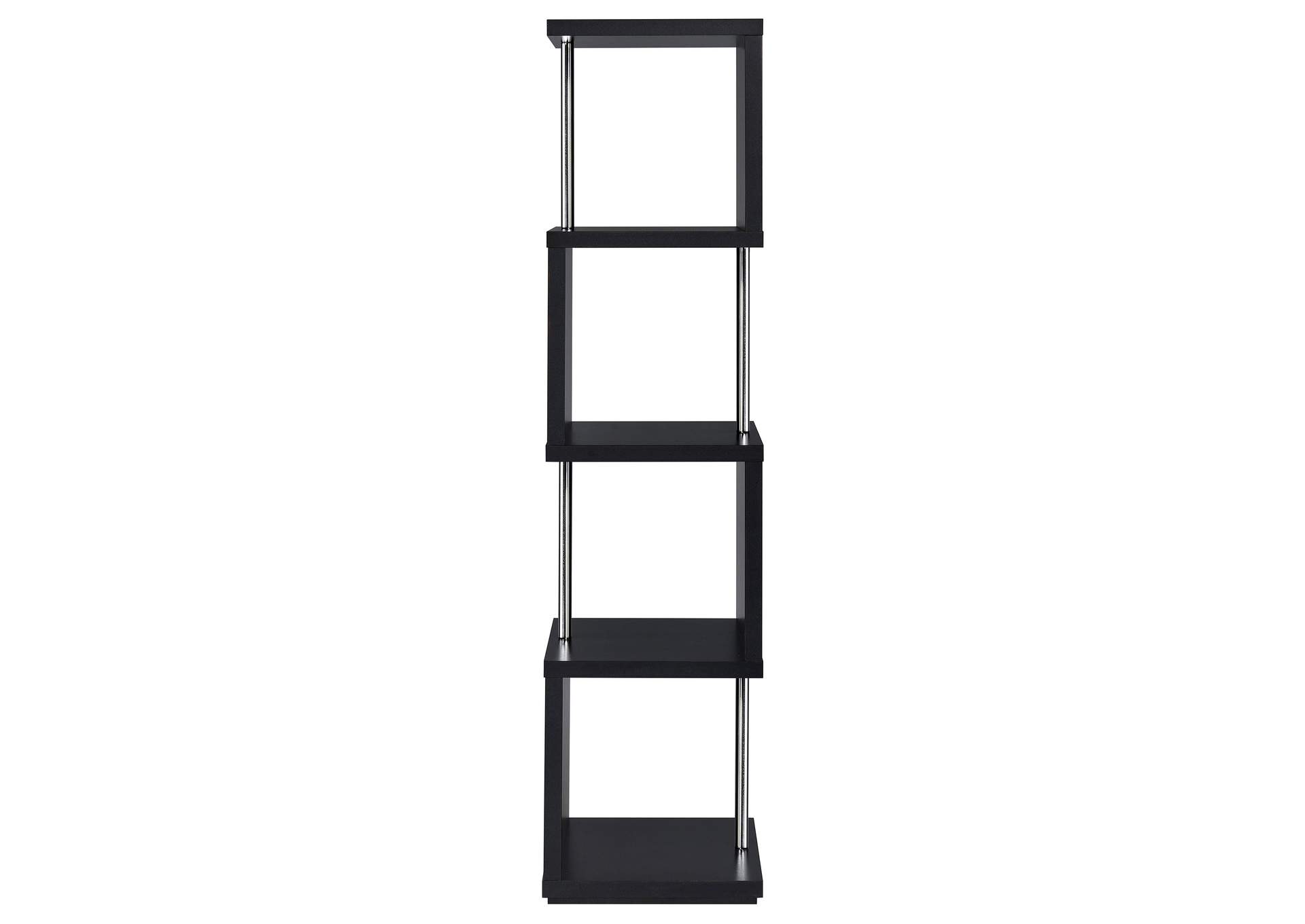Baxter 4-shelf Bookcase Black and Chrome,Coaster Furniture