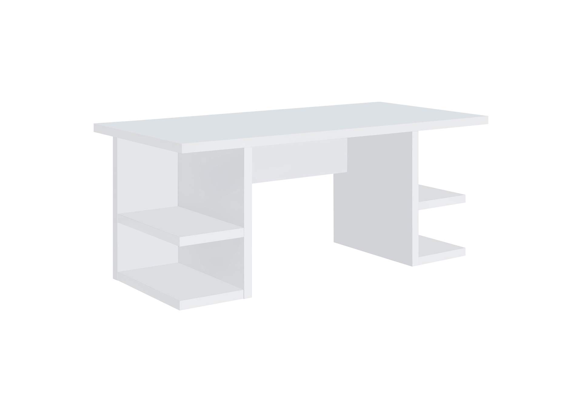 Alice Writing Desk White with Open Shelves,Coaster Furniture