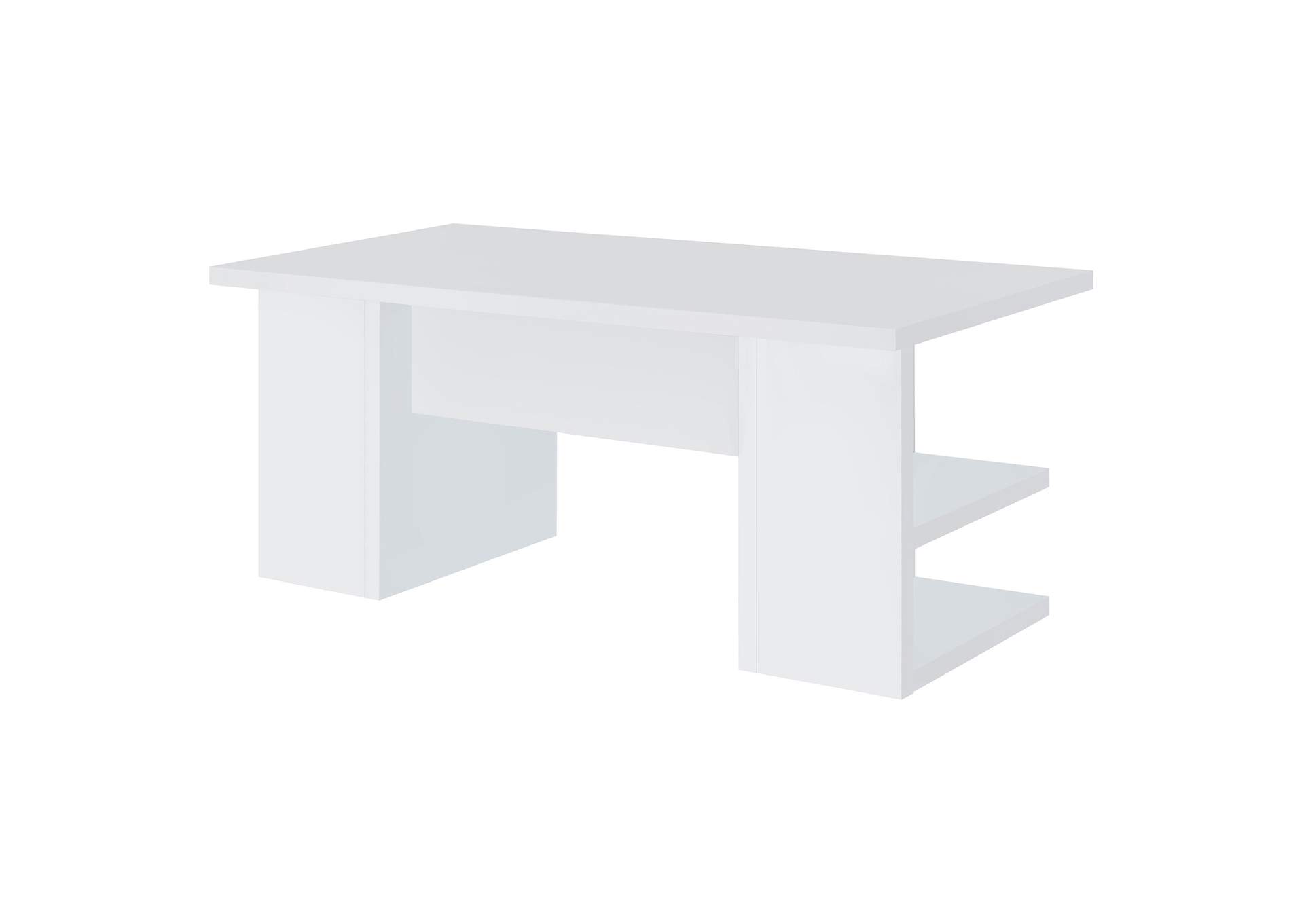 Alice Writing Desk White with Open Shelves,Coaster Furniture