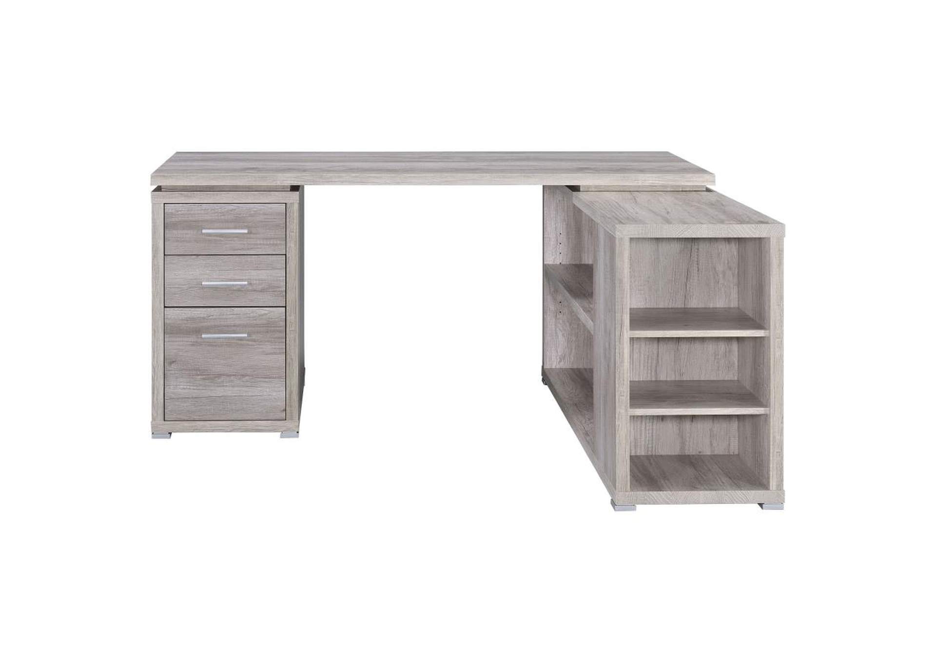 Yvette LShape Office Desk Grey Driftwood American Furniture