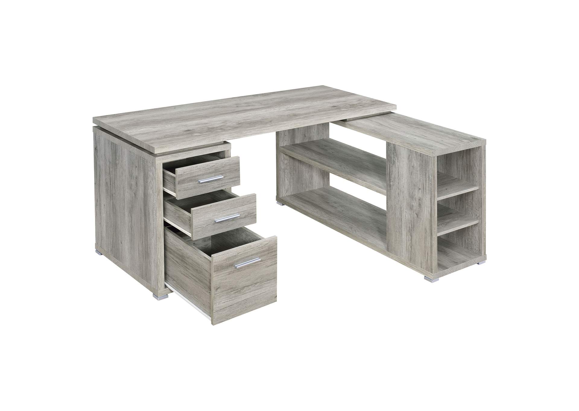 Yvette L-shape Office Desk Grey Driftwood,Coaster Furniture