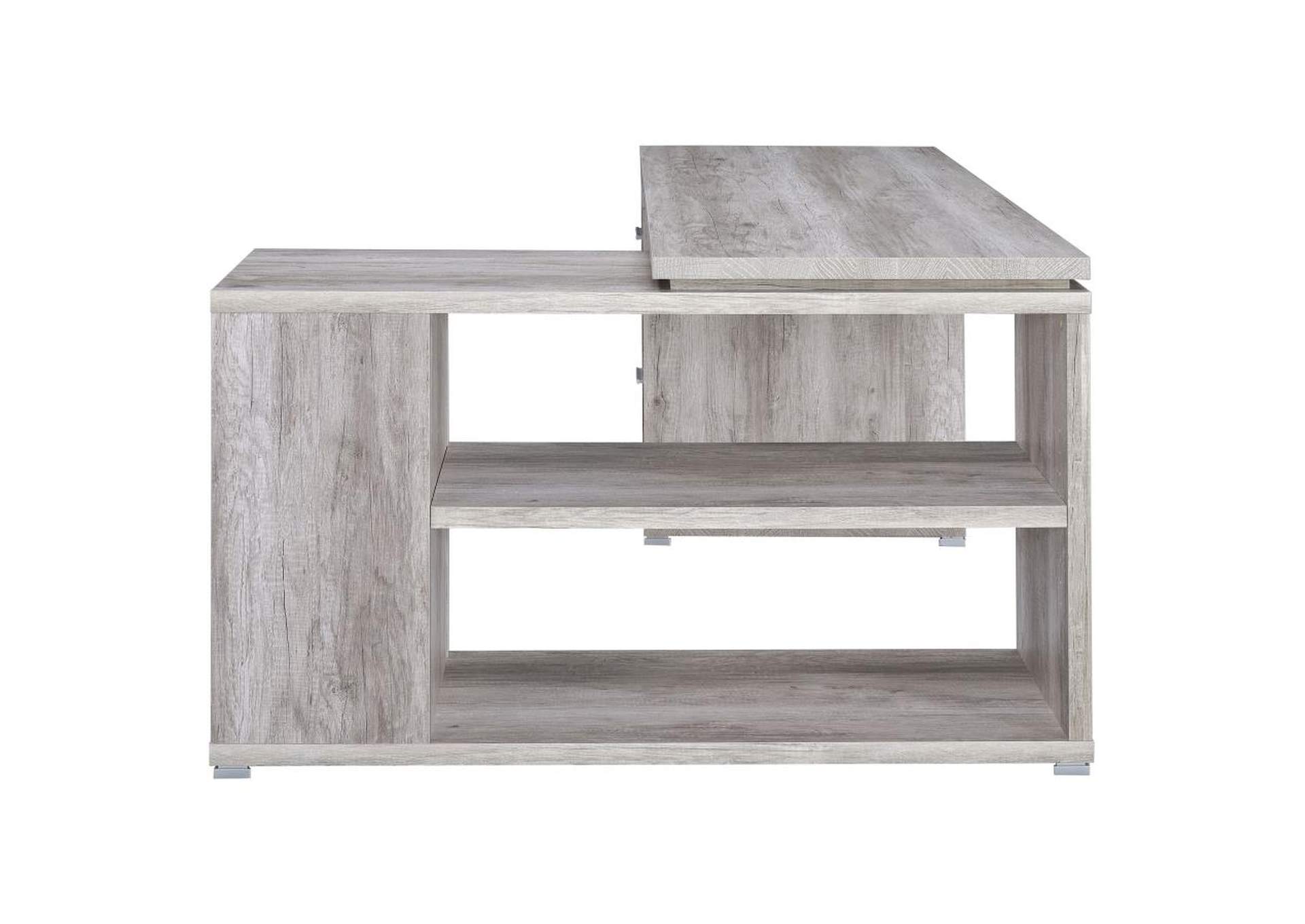 Yvette L-shape Office Desk Grey Driftwood,Coaster Furniture