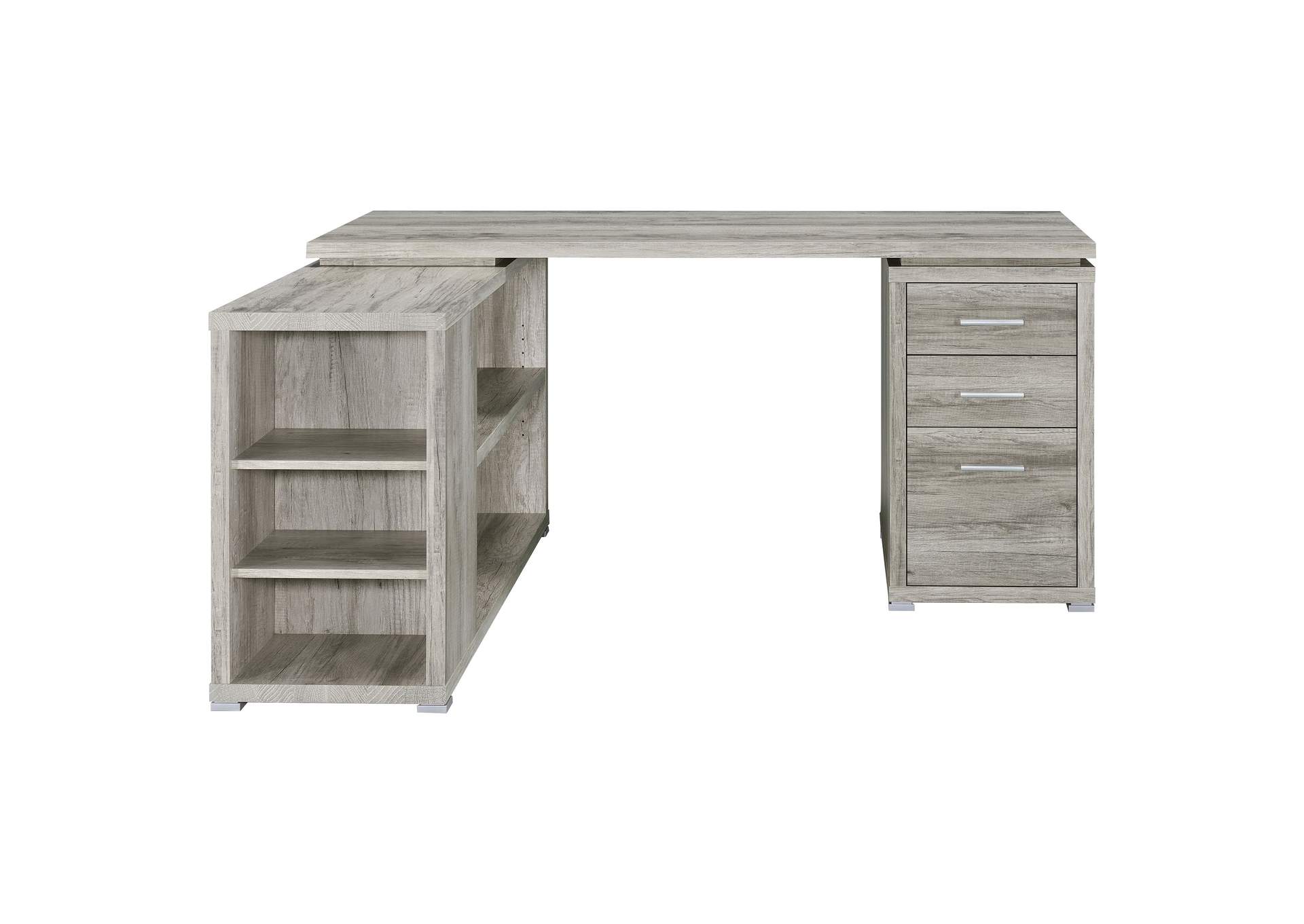 Yvette L-shape Office Desk Grey Driftwood,Coaster Furniture