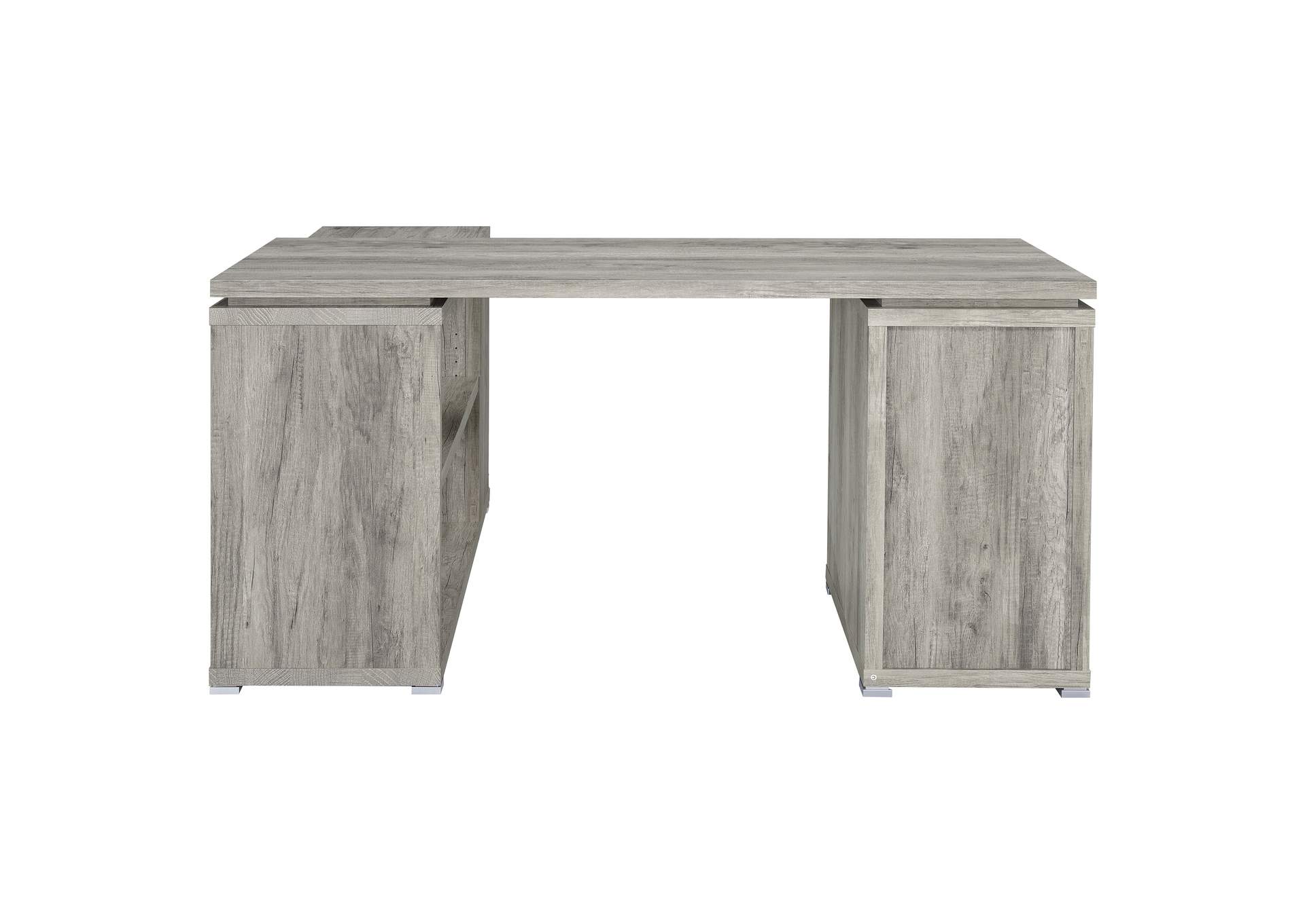 Yvette L-shape Office Desk Grey Driftwood,Coaster Furniture