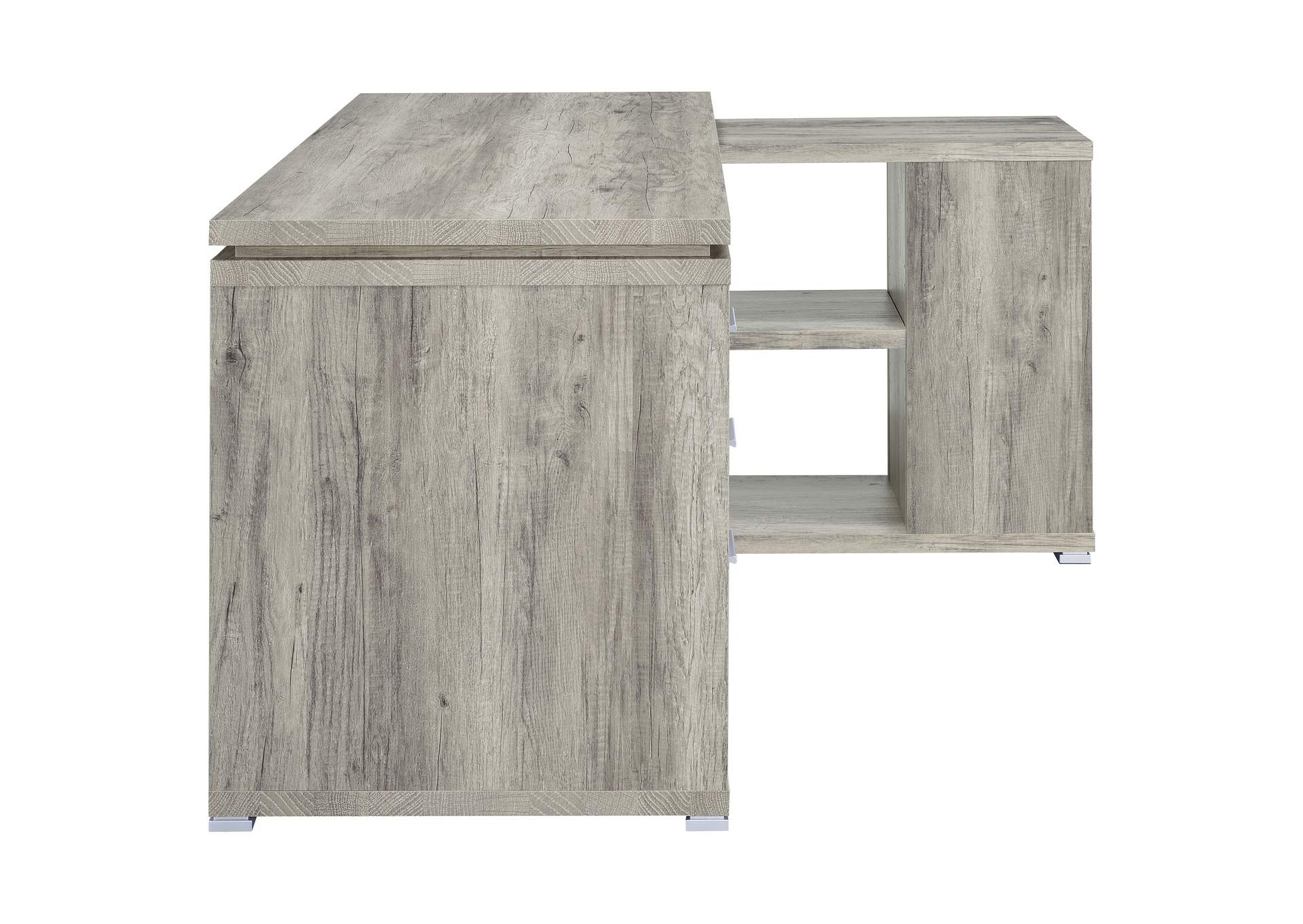 Yvette L-shape Office Desk Grey Driftwood,Coaster Furniture