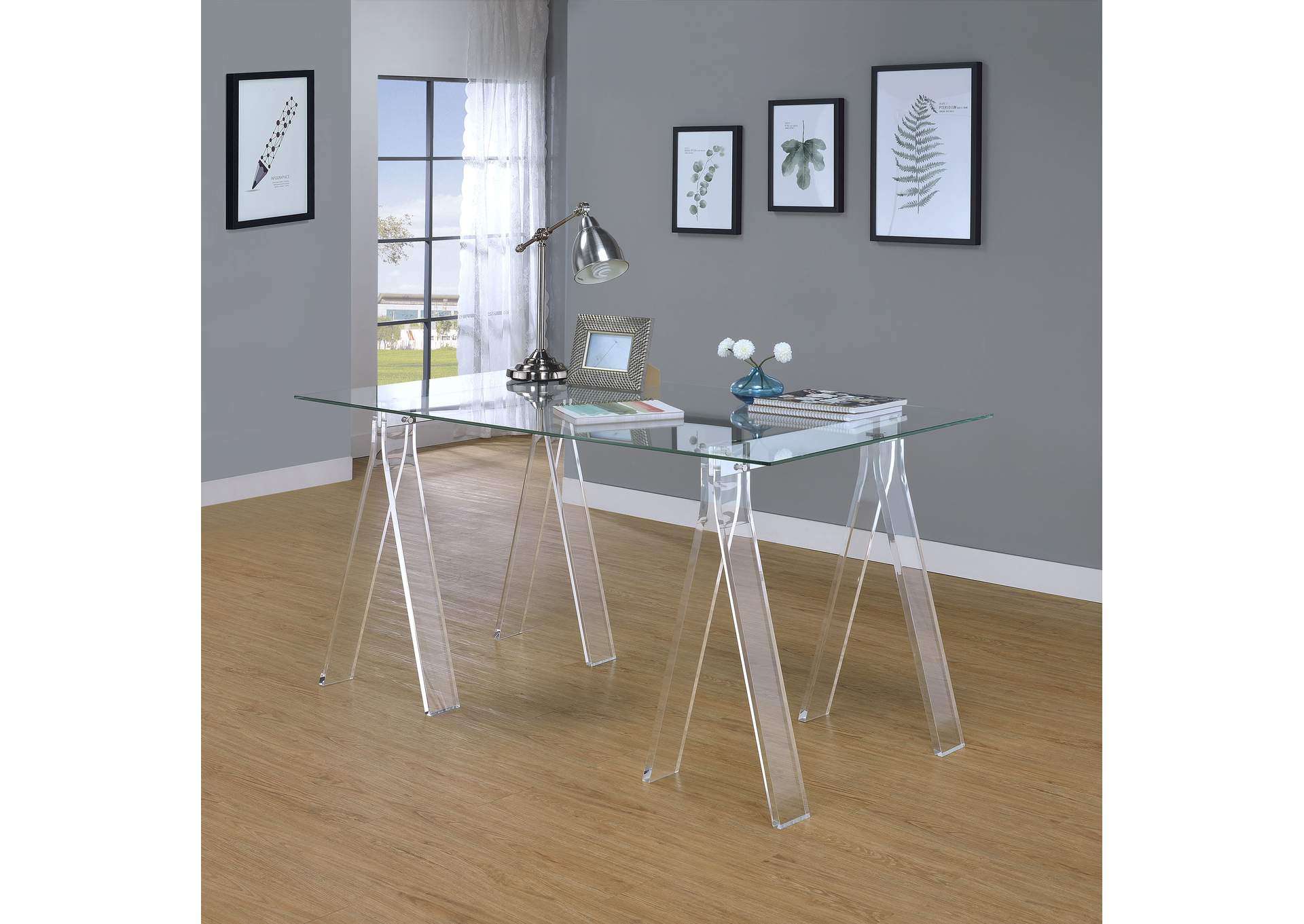 Amaturo Writing Desk with Glass Top Clear,Coaster Furniture