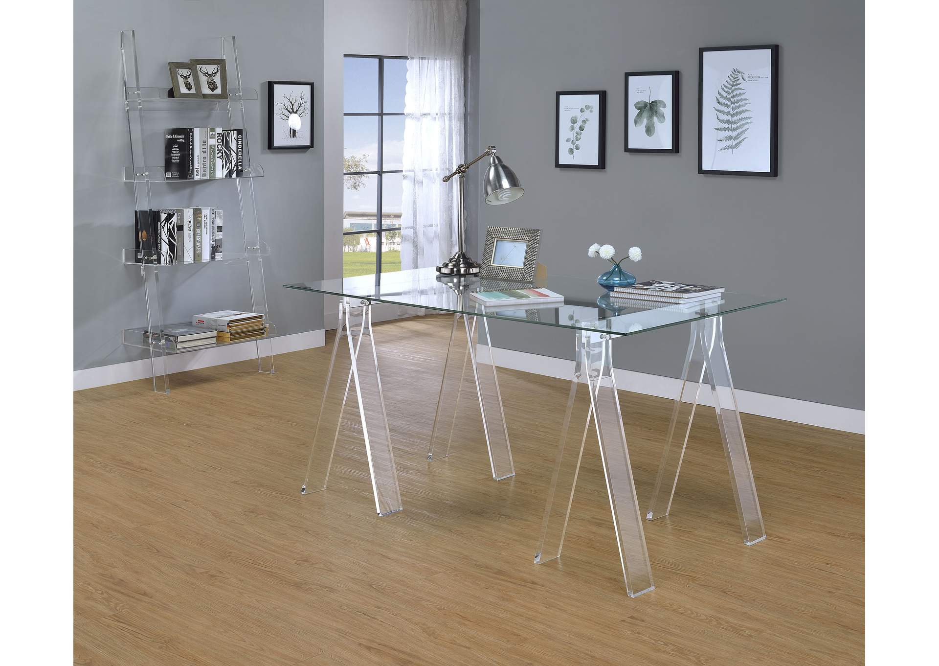 Amaturo Writing Desk with Glass Top Clear,Coaster Furniture