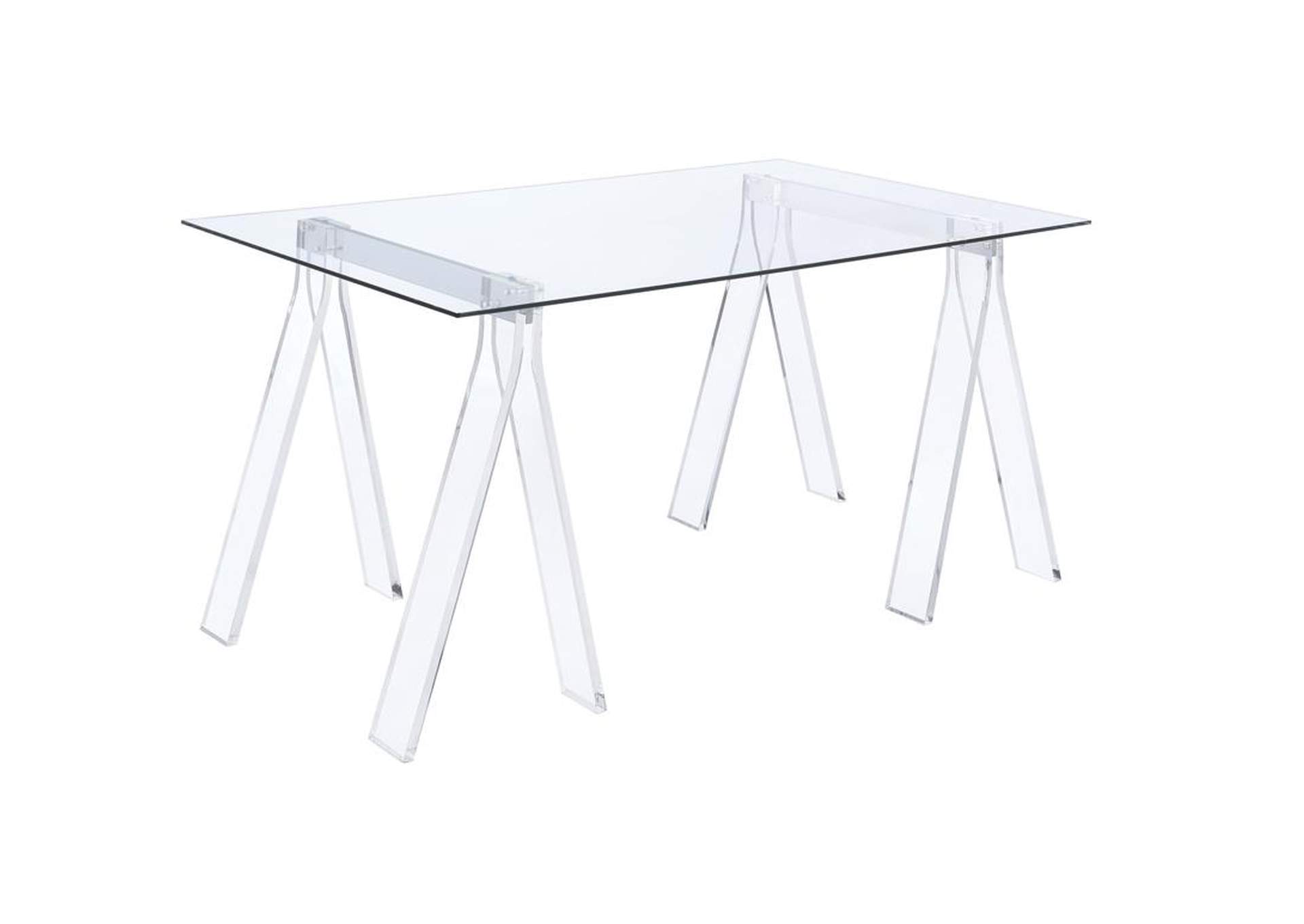 amaturo clear acrylic sawhorse writing desk