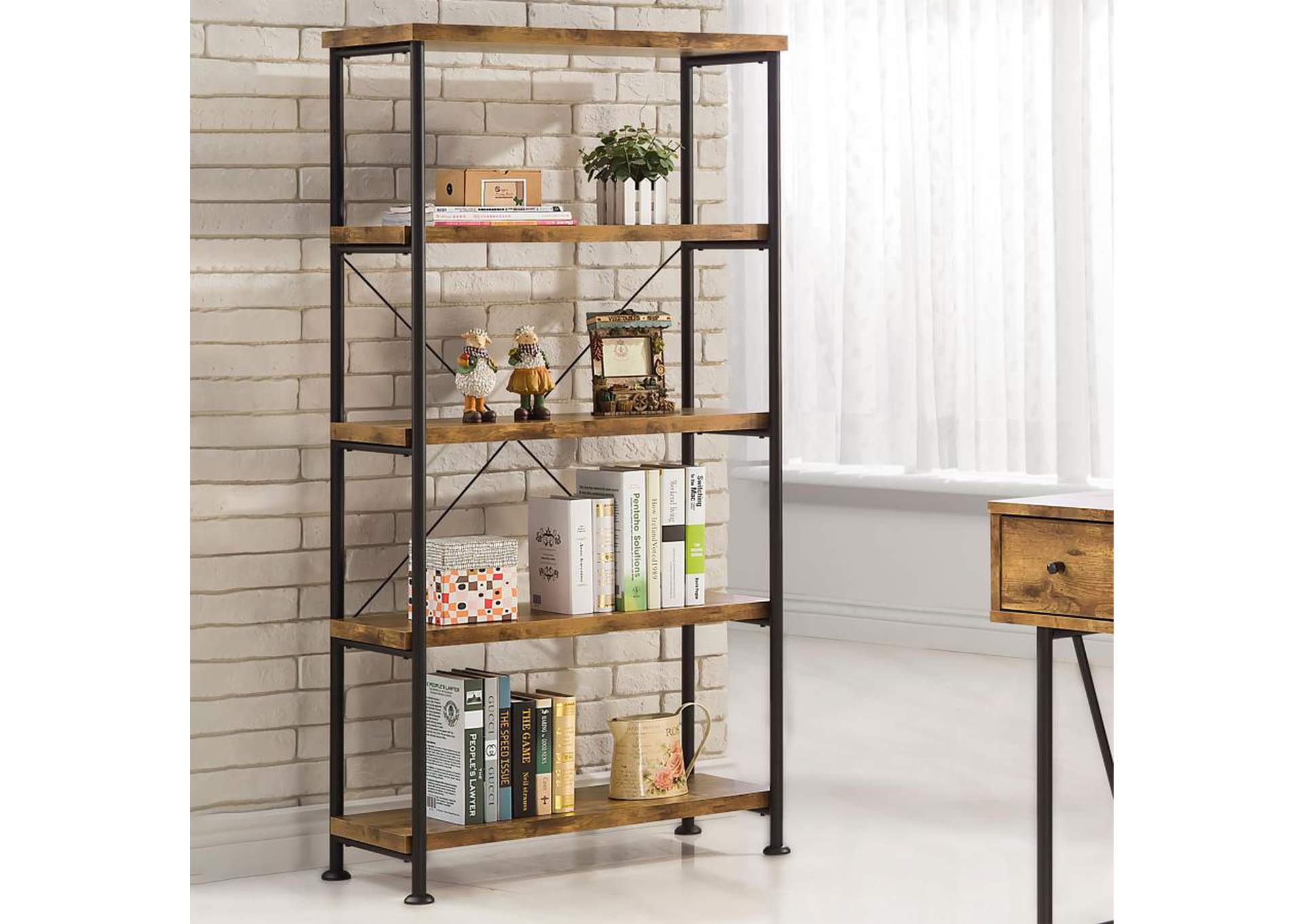 Analiese 4 - shelf Bookcase Antique Nutmeg,Coaster Furniture