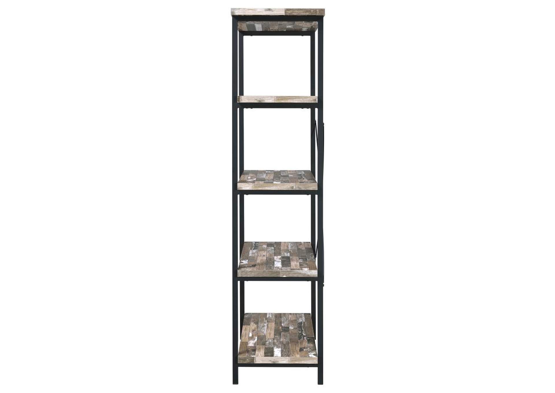 Kemper 4-shelf Bookcase Salvaged Cabin and Black,Coaster Furniture
