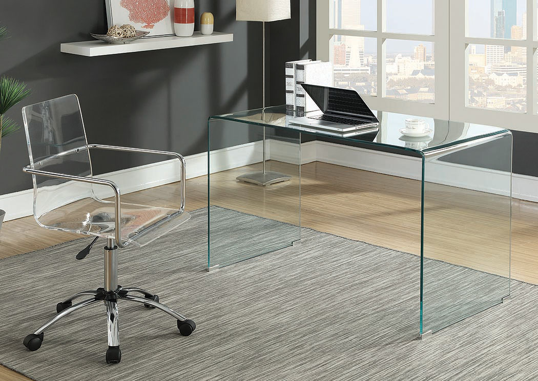 Clear Glass Writing Desk w/Office Chair,Coaster Furniture