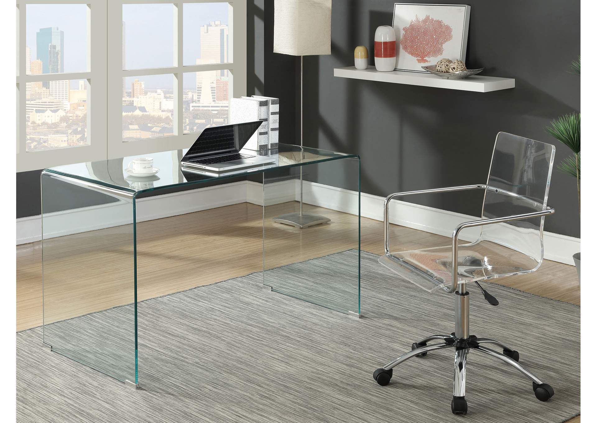 Highsmith Glass Writing Desk Clear,Coaster Furniture