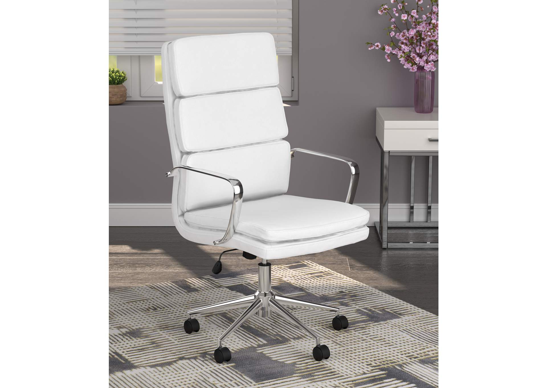 Ximena High Back Upholstered Office Chair White,Coaster Furniture