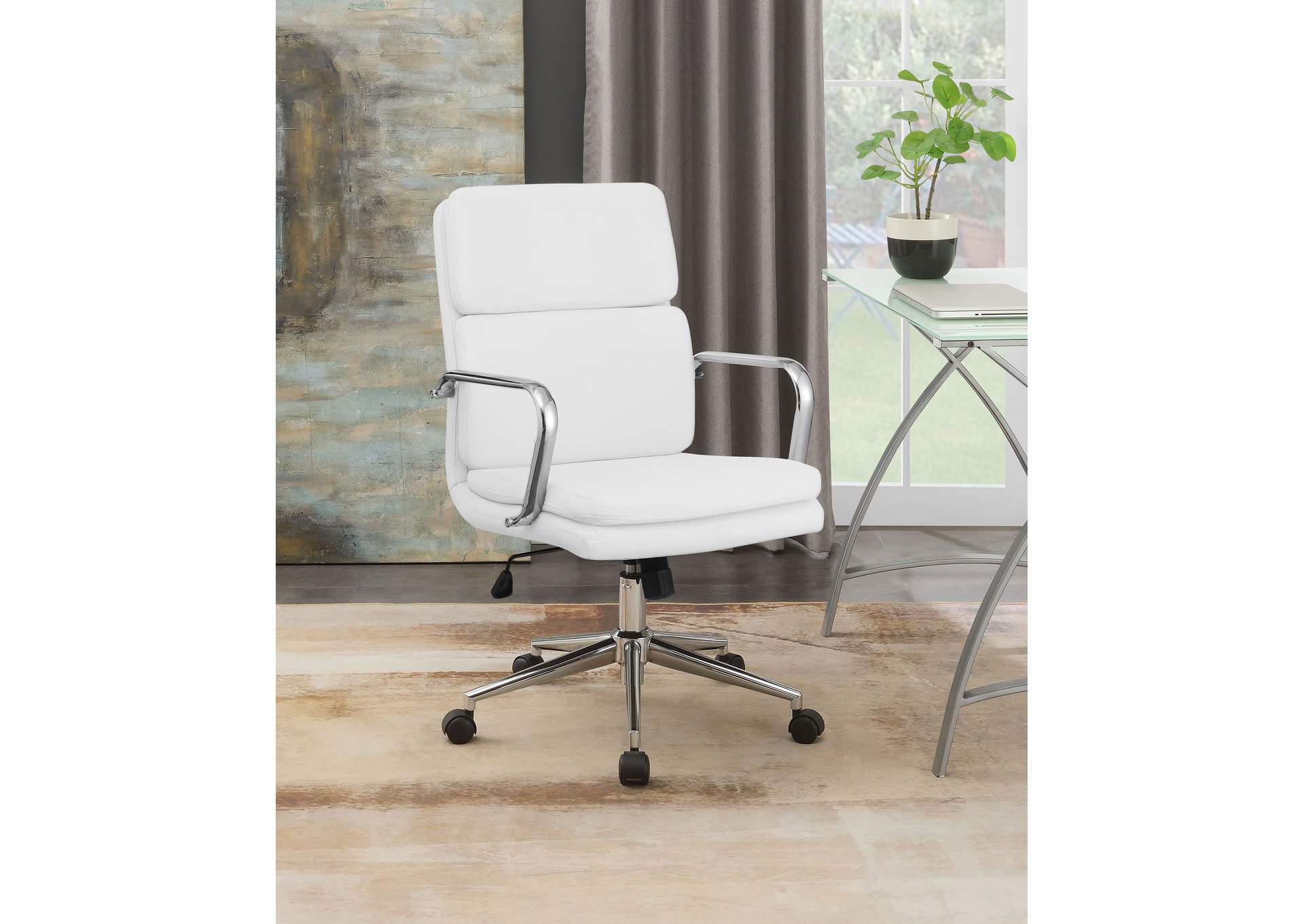 Ximena Standard Back Upholstered Office Chair White,Coaster Furniture