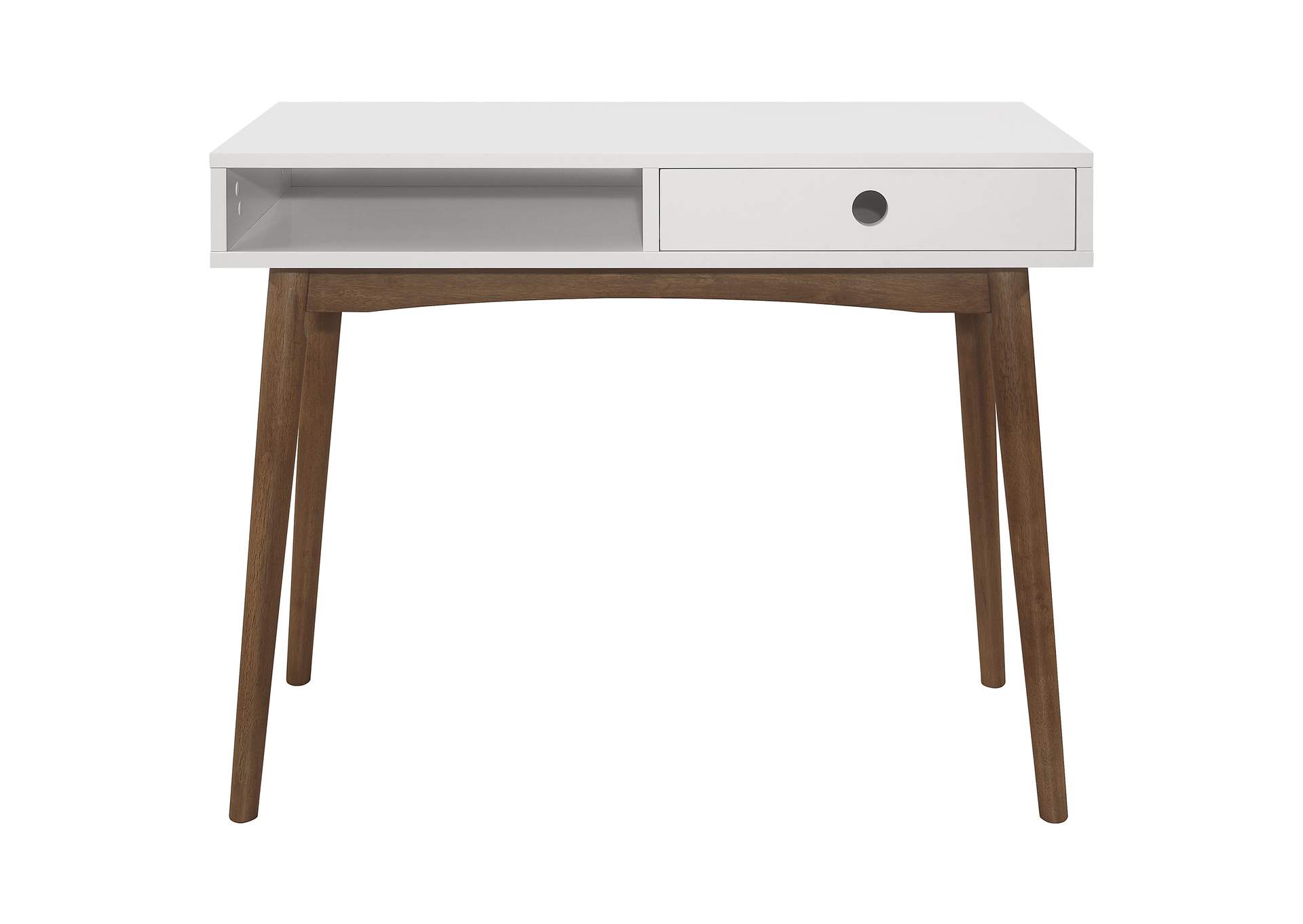 Bradenton 1-drawer Writing Desk White and Walnut,Coaster Furniture