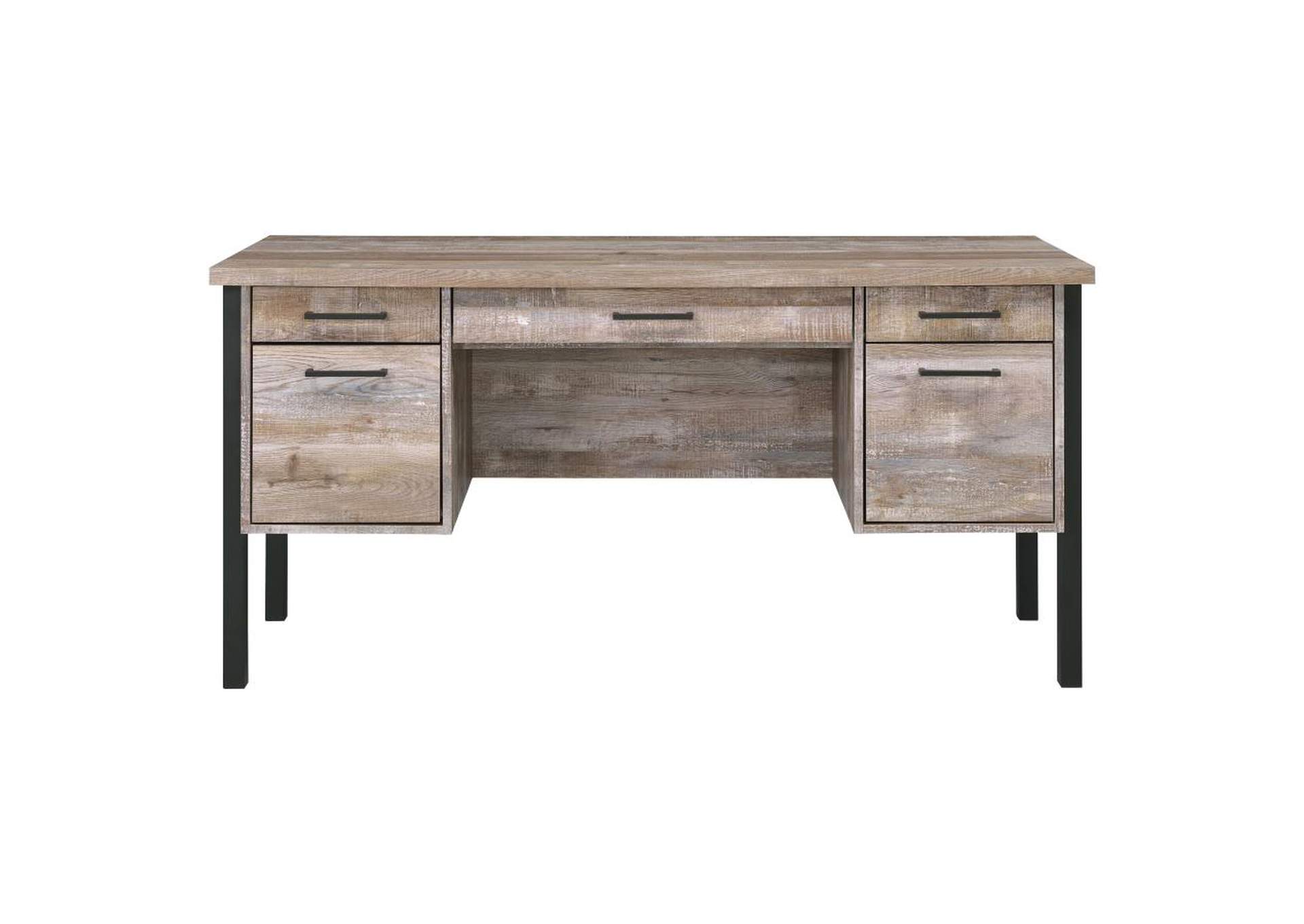 Samson 4-Drawer Office Desk Weathered Oak,Coaster Furniture