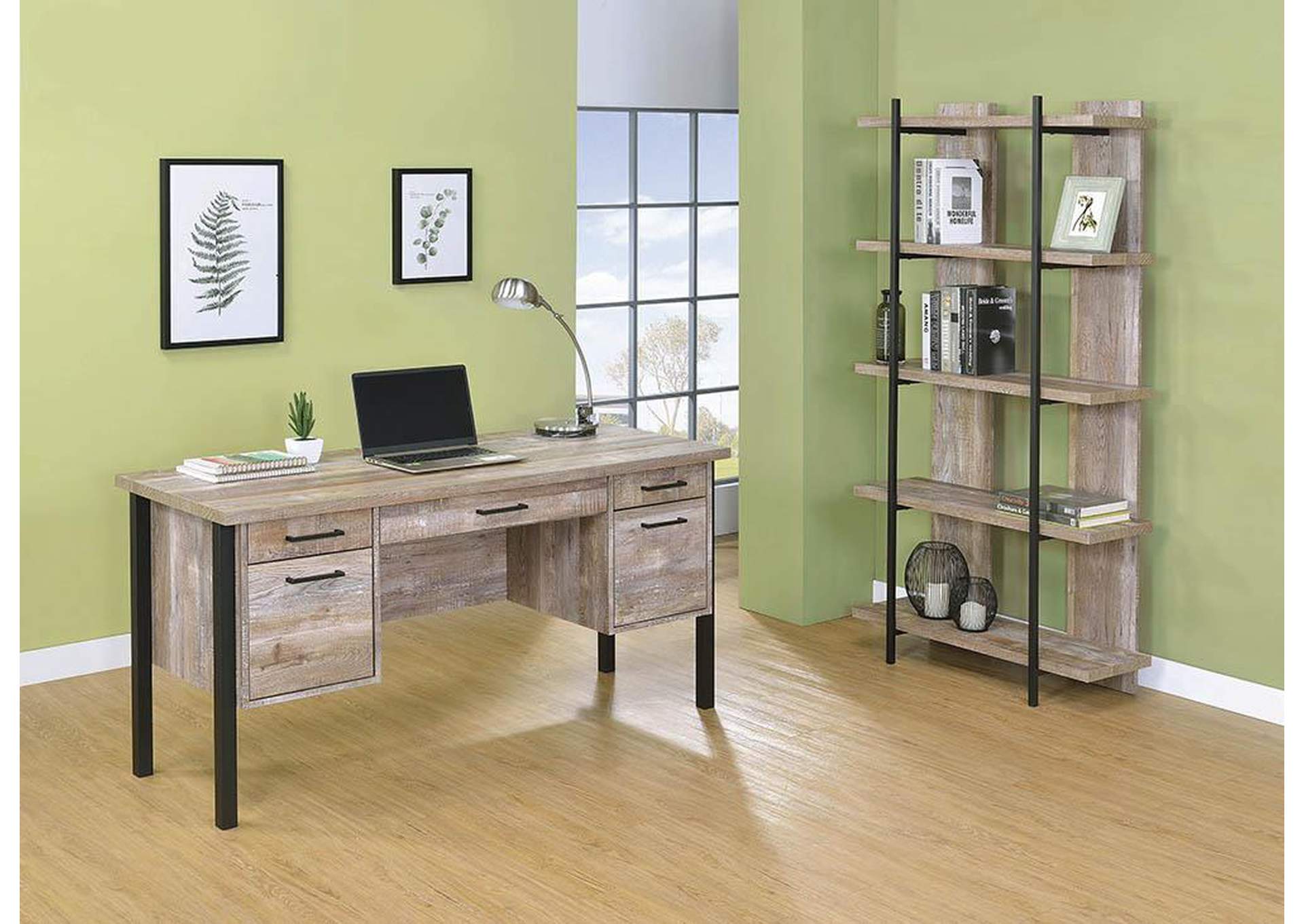 Samson 4-drawer Office Desk Weathered Oak,Coaster Furniture