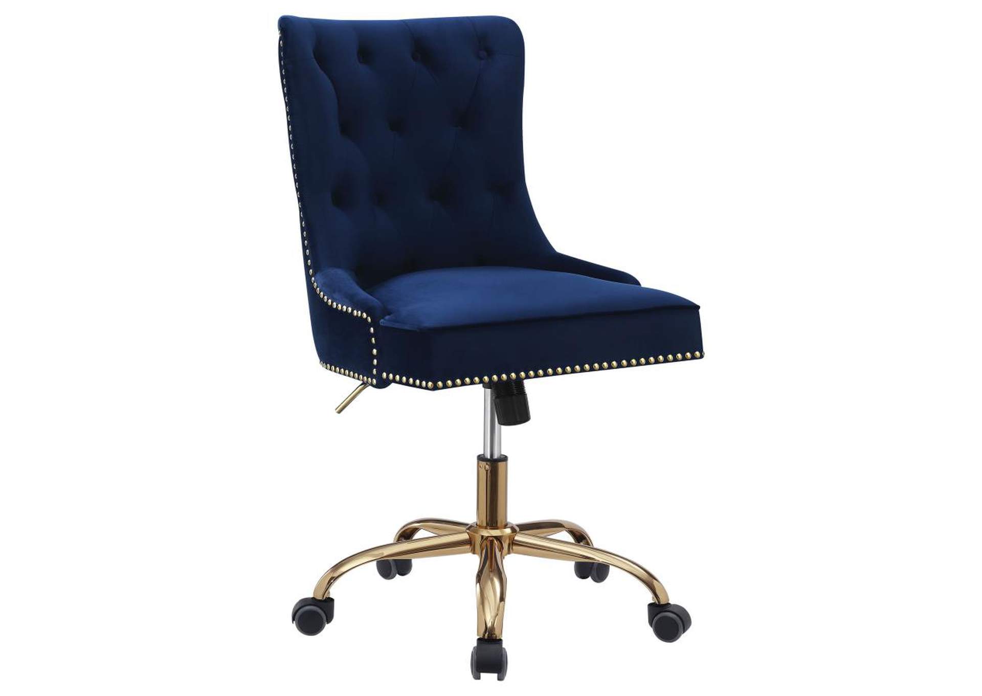 Bowie Upholstered Office Chair With Nailhead Blue And Brass,Coaster Furniture