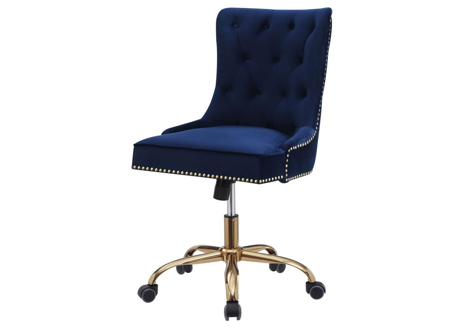 Upholstered Office Chair with Nailhead Blue and Brass,Coaster Furniture